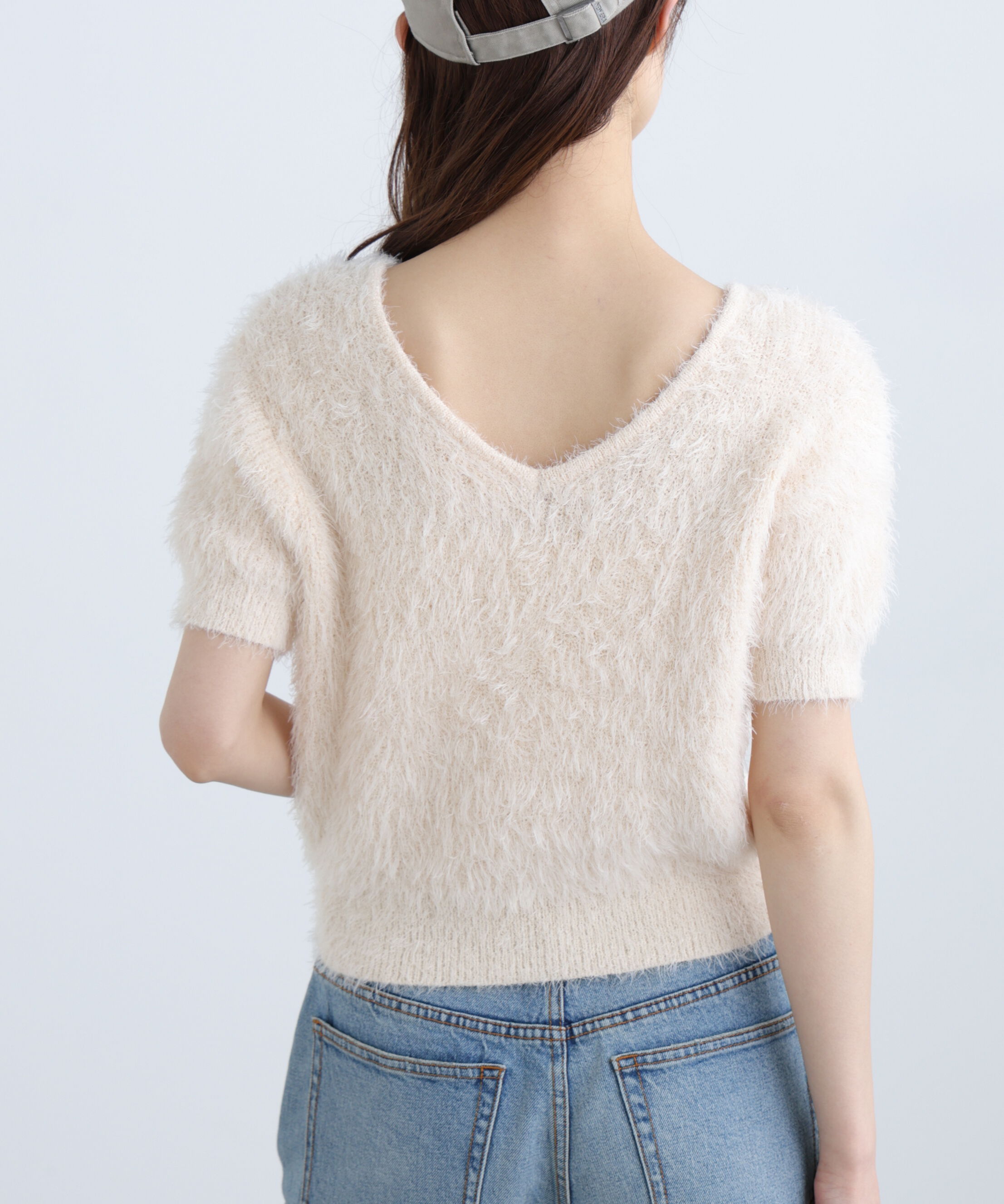  「前後2wayシャギー半袖ニット」|ニット・セーター|