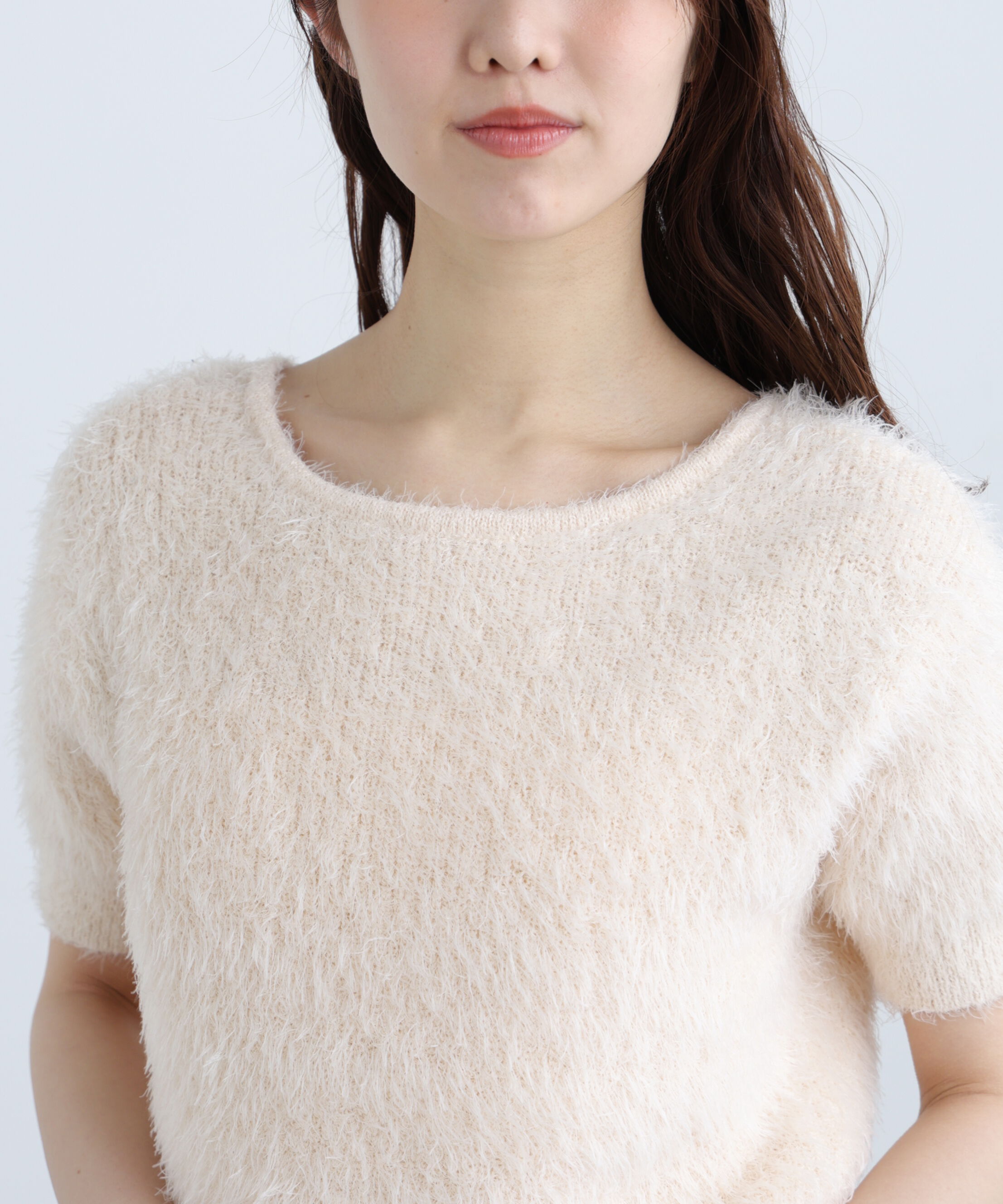  「前後2wayシャギー半袖ニット」|ニット・セーター|