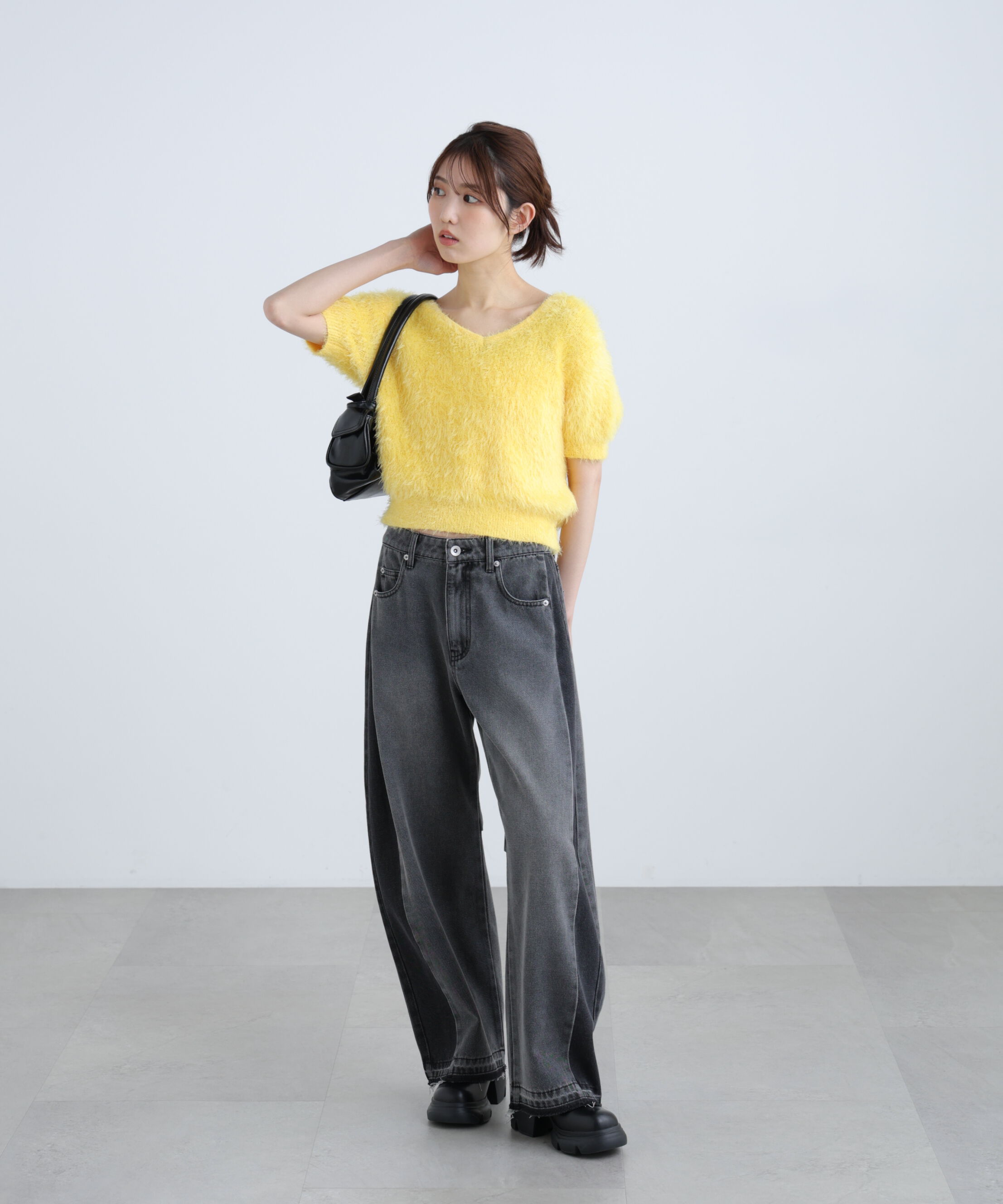  「前後2wayシャギー半袖ニット」|ニット・セーター|