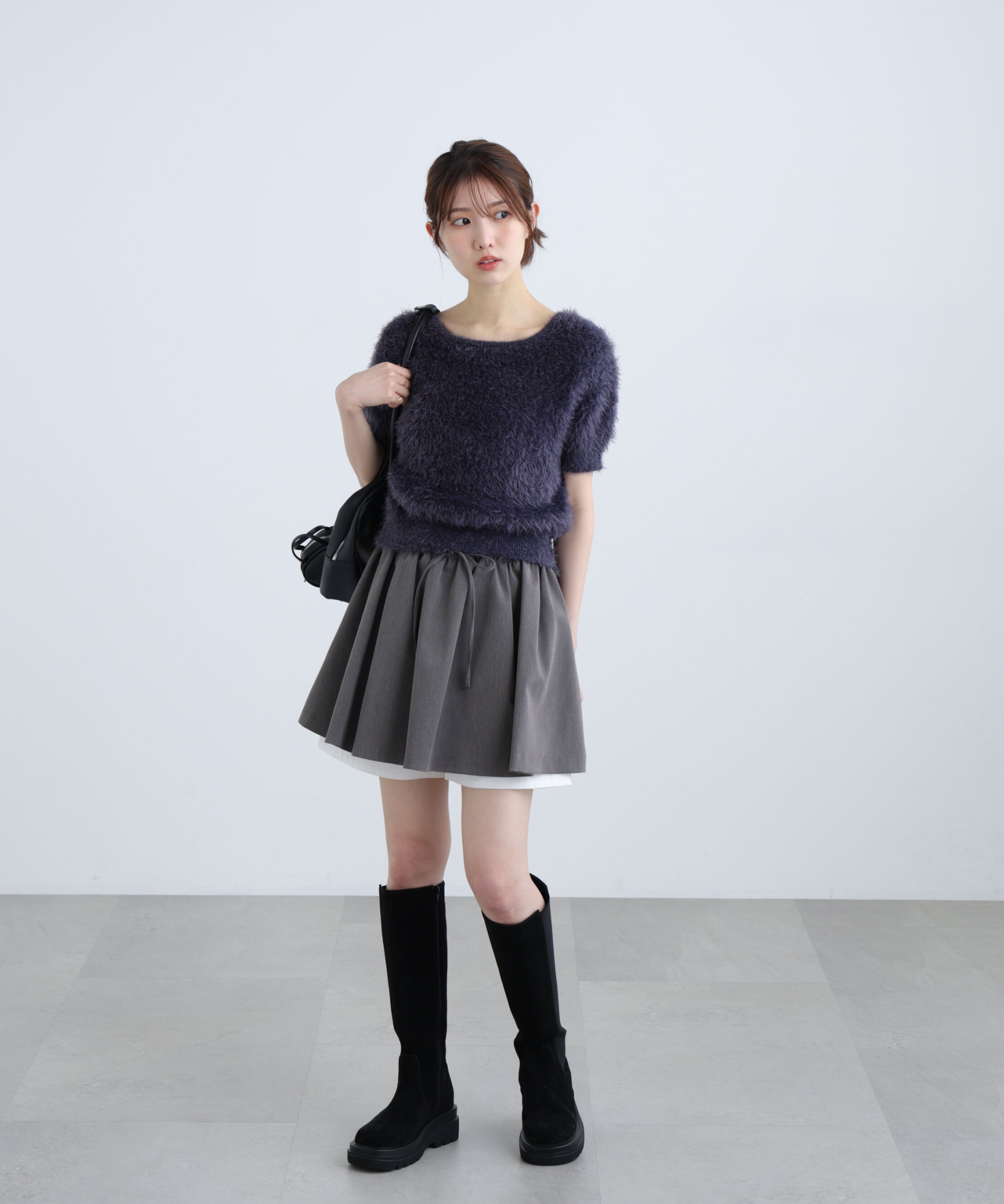  「前後2wayシャギー半袖ニット」|ニット・セーター|