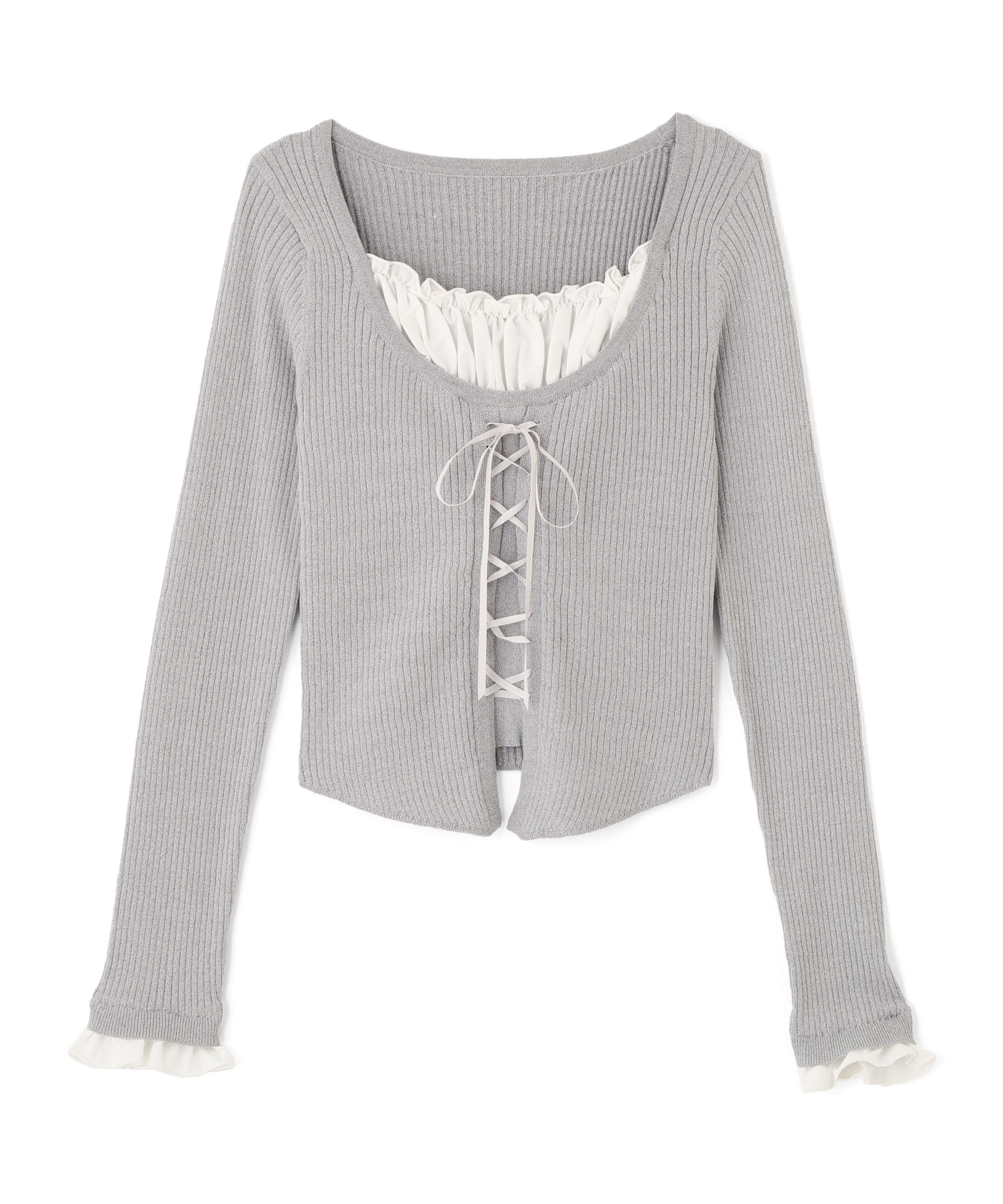  「インナードッキングレースアップリブニット」|ニット・セーター|