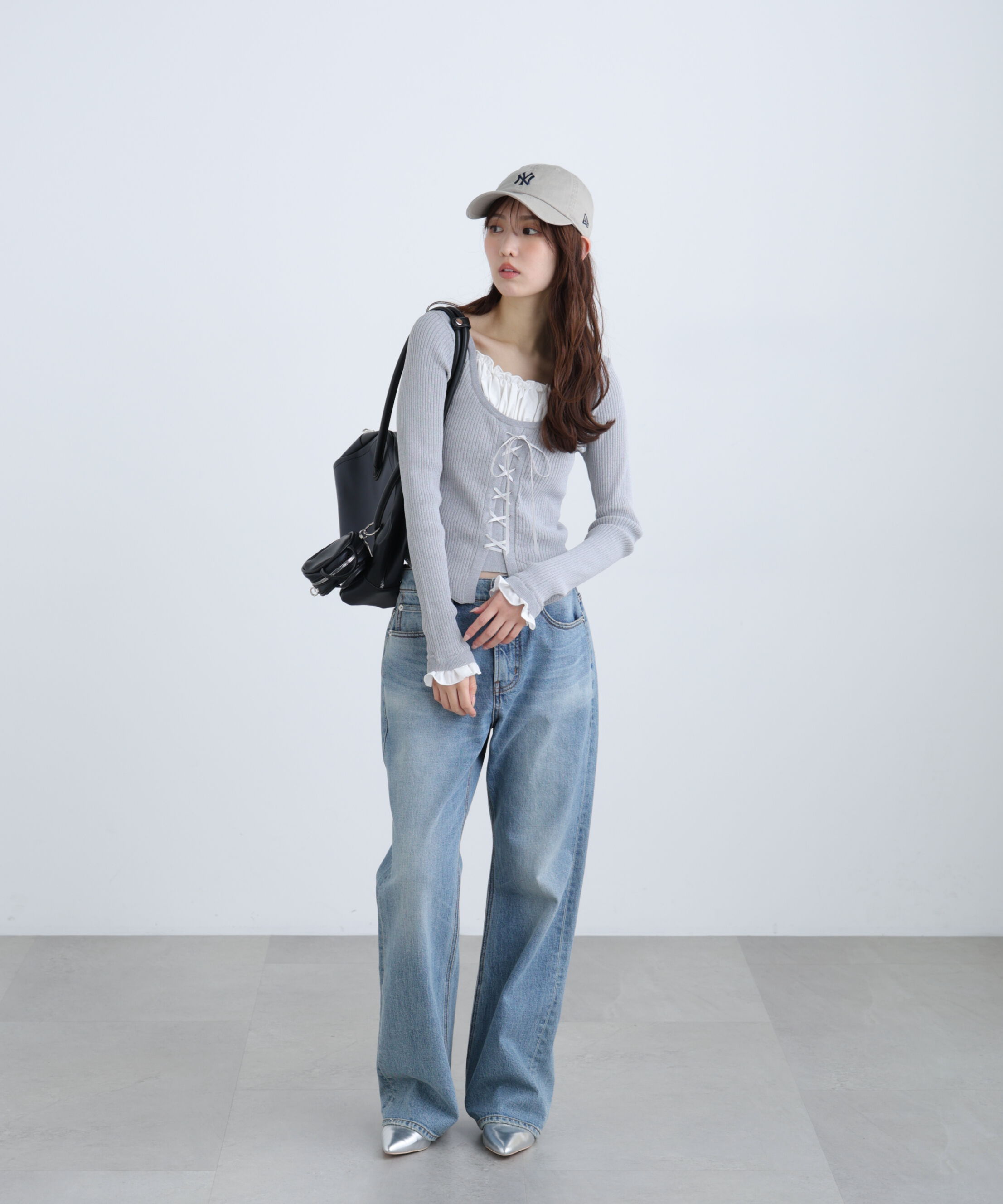  「インナードッキングレースアップリブニット」|ニット・セーター|