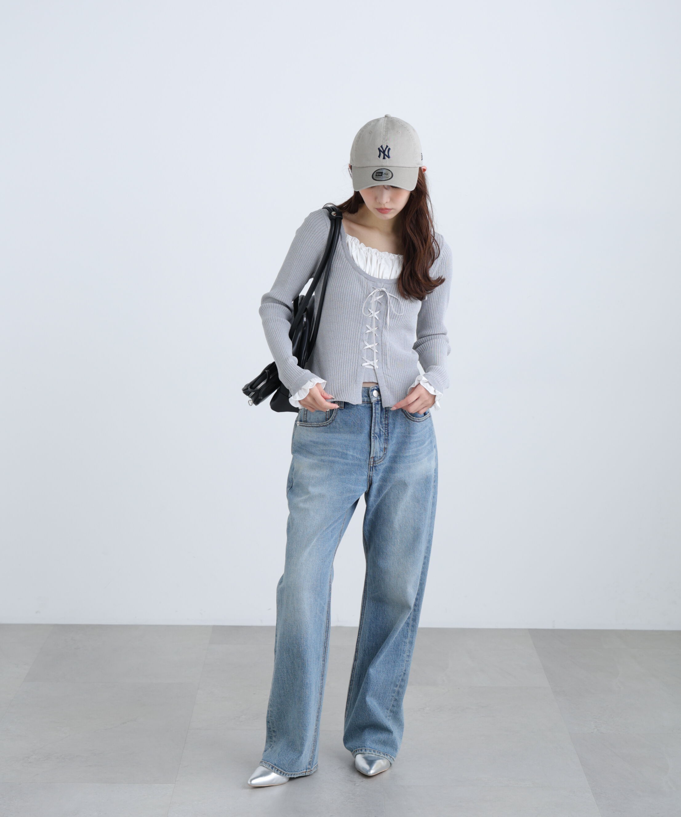  「インナードッキングレースアップリブニット」|ニット・セーター|