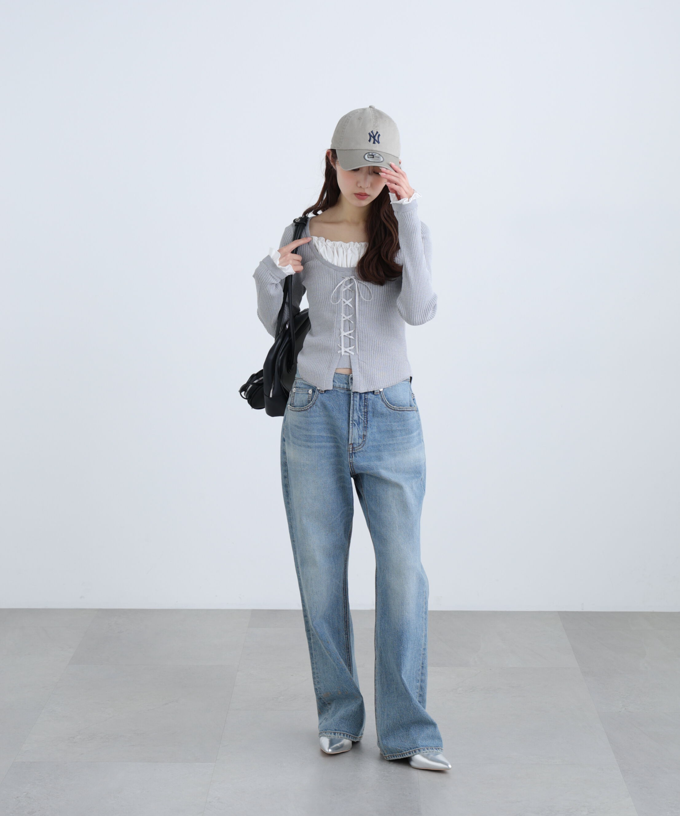  「インナードッキングレースアップリブニット」|ニット・セーター|