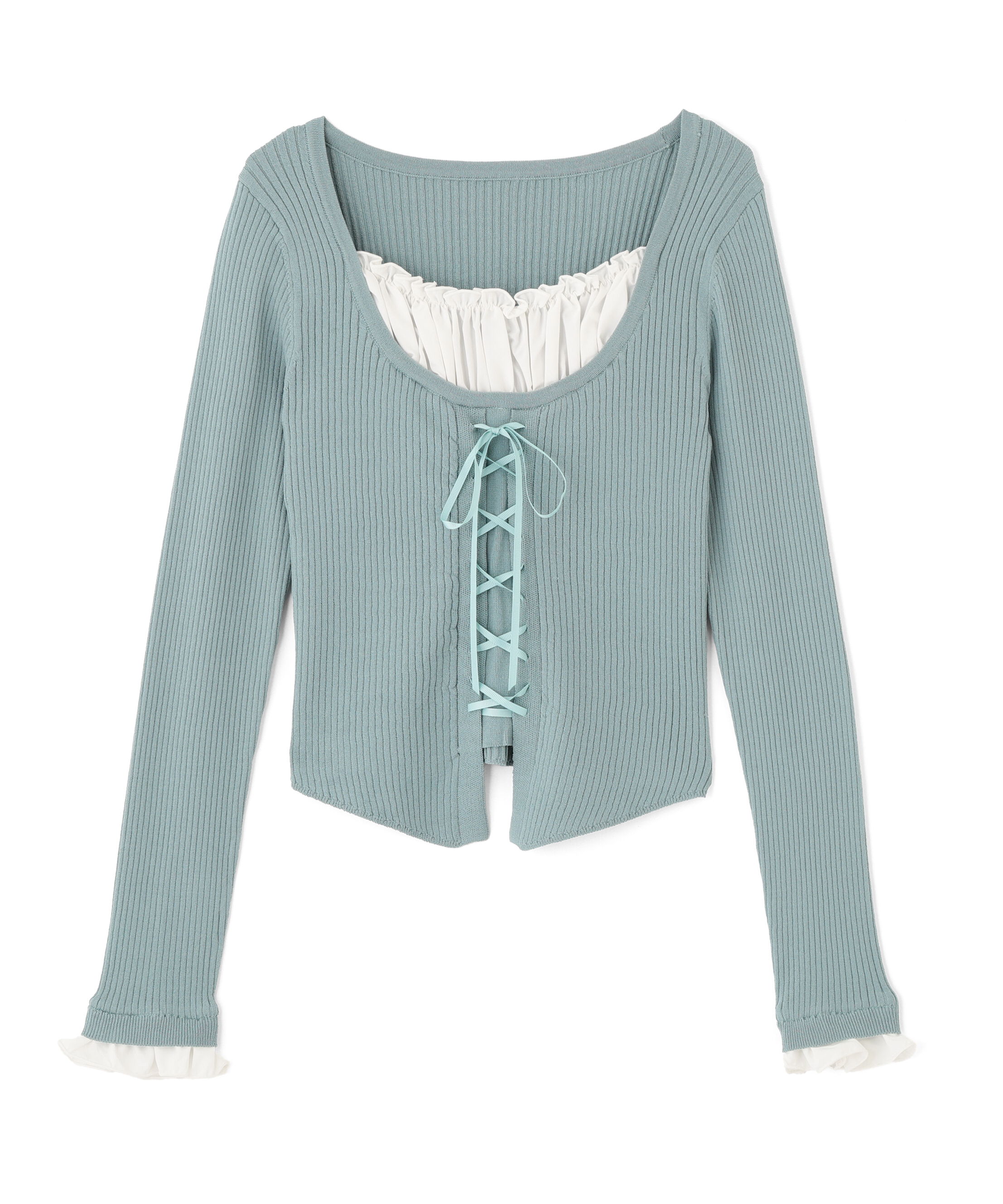  「インナードッキングレースアップリブニット」|ニット・セーター|