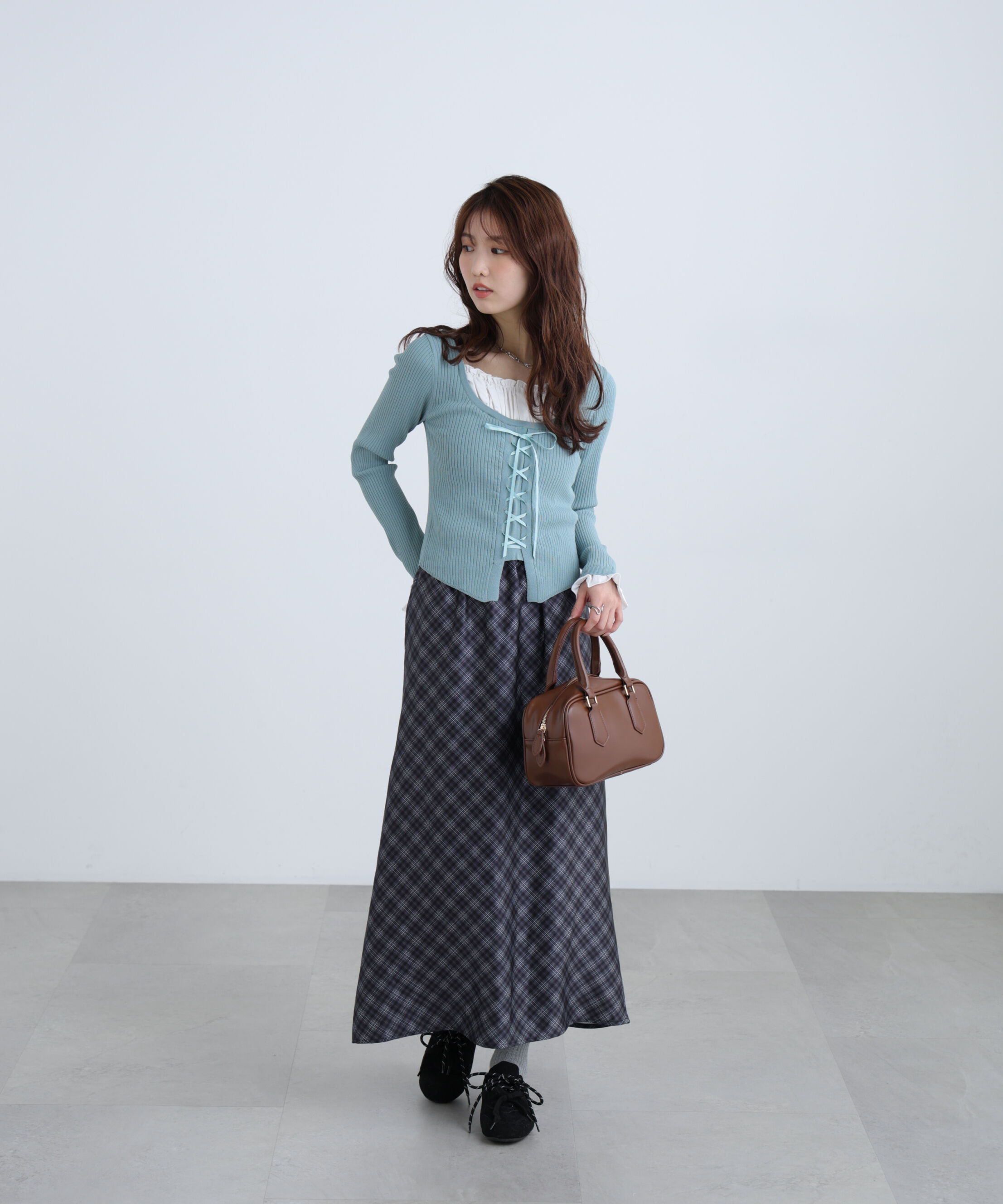  「インナードッキングレースアップリブニット」|ニット・セーター|