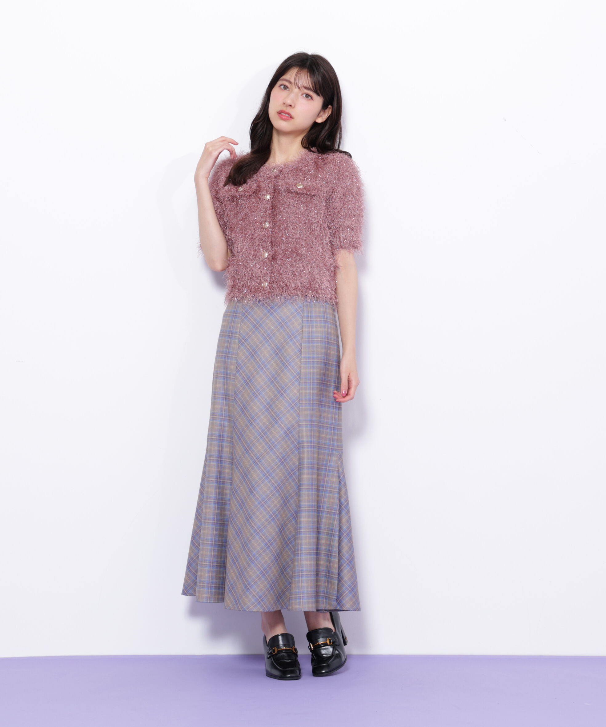  「ラメフェザーニットジャケット」|ニット・セーター|