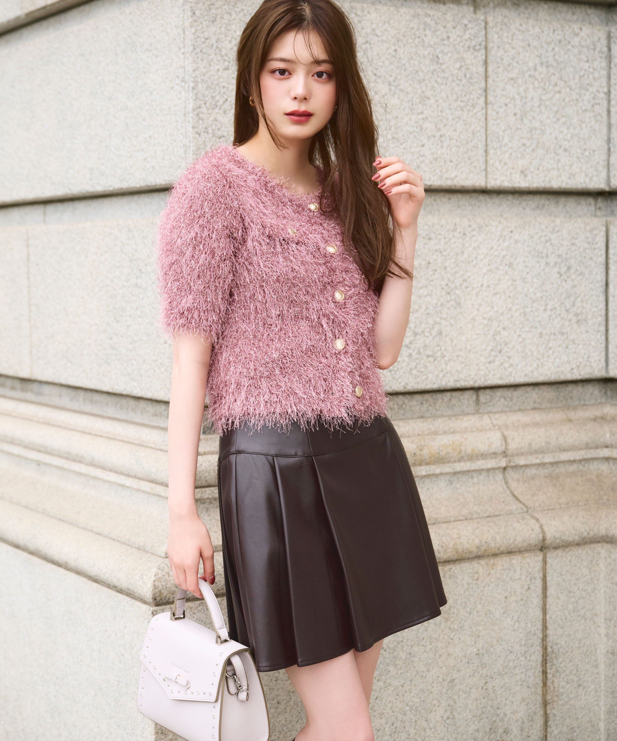  「ラメフェザーニットジャケット」|ニット・セーター|