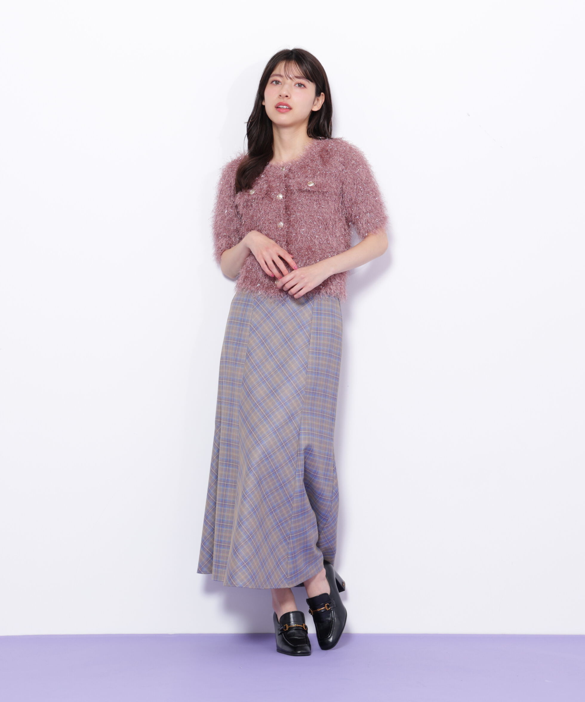  「ラメフェザーニットジャケット」|ニット・セーター|