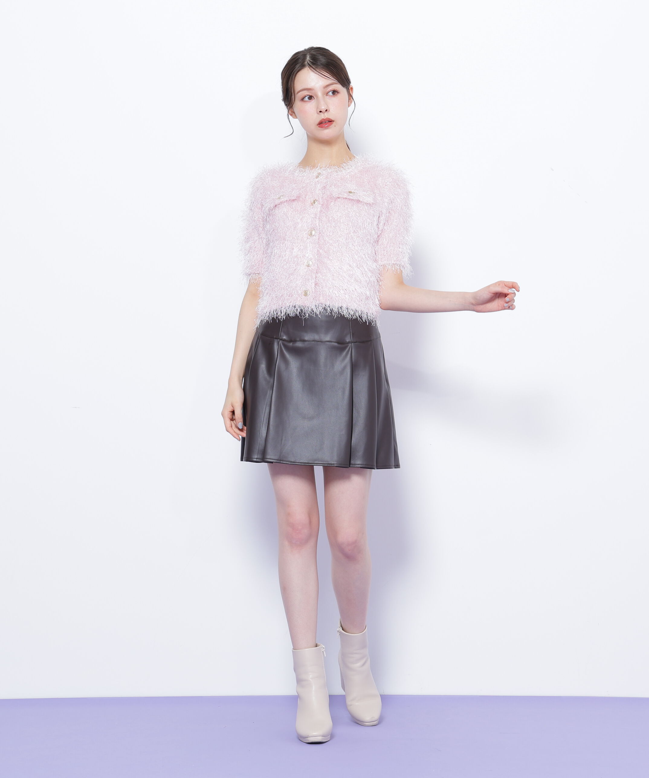  「ラメフェザーニットジャケット」|ニット・セーター|