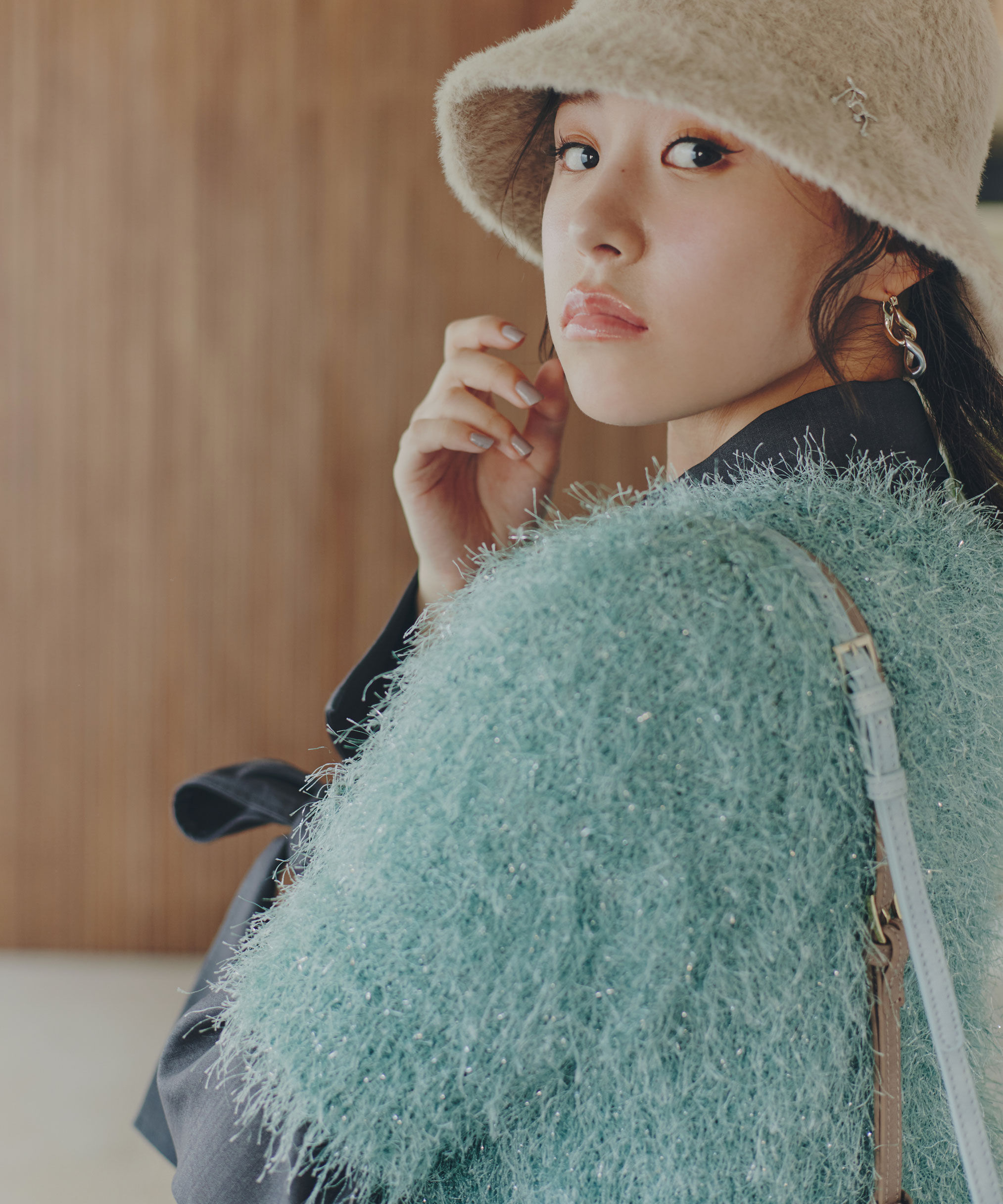  「ラメフェザーニットジャケット」|ニット・セーター|