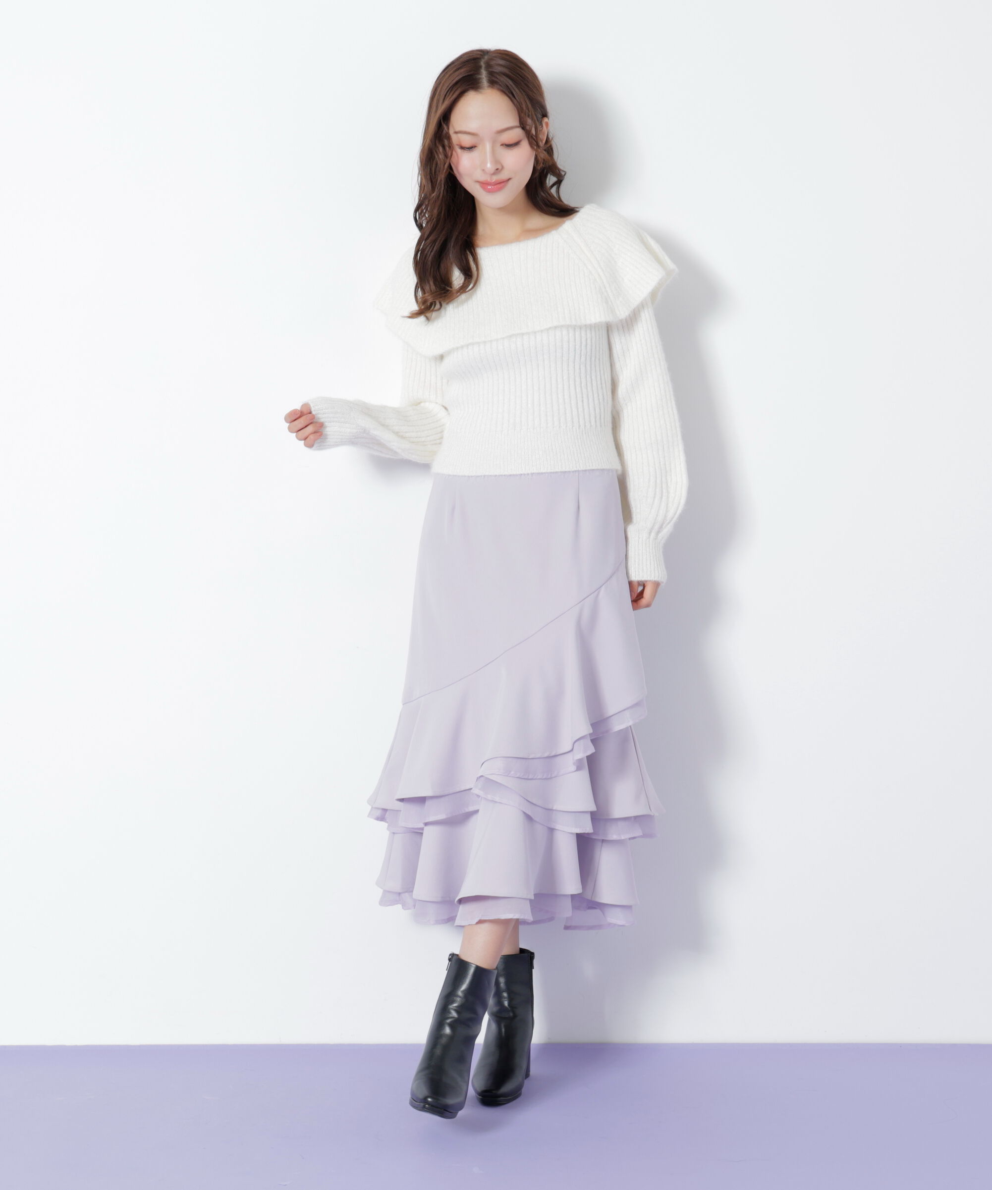  「ランダムヘムシアースカート」|スカート|