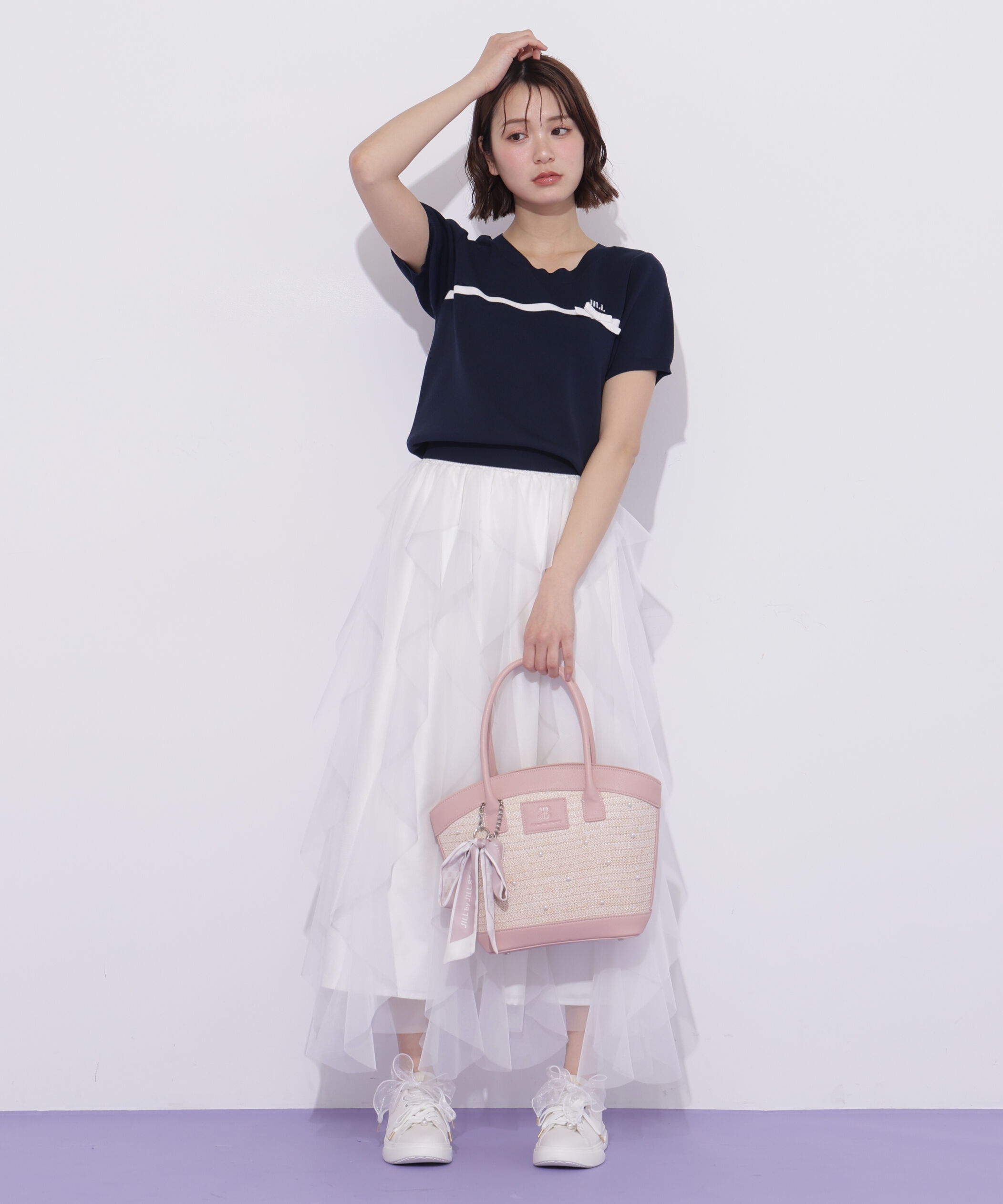  「ラインリボン半袖ニット」|ニット・セーター|