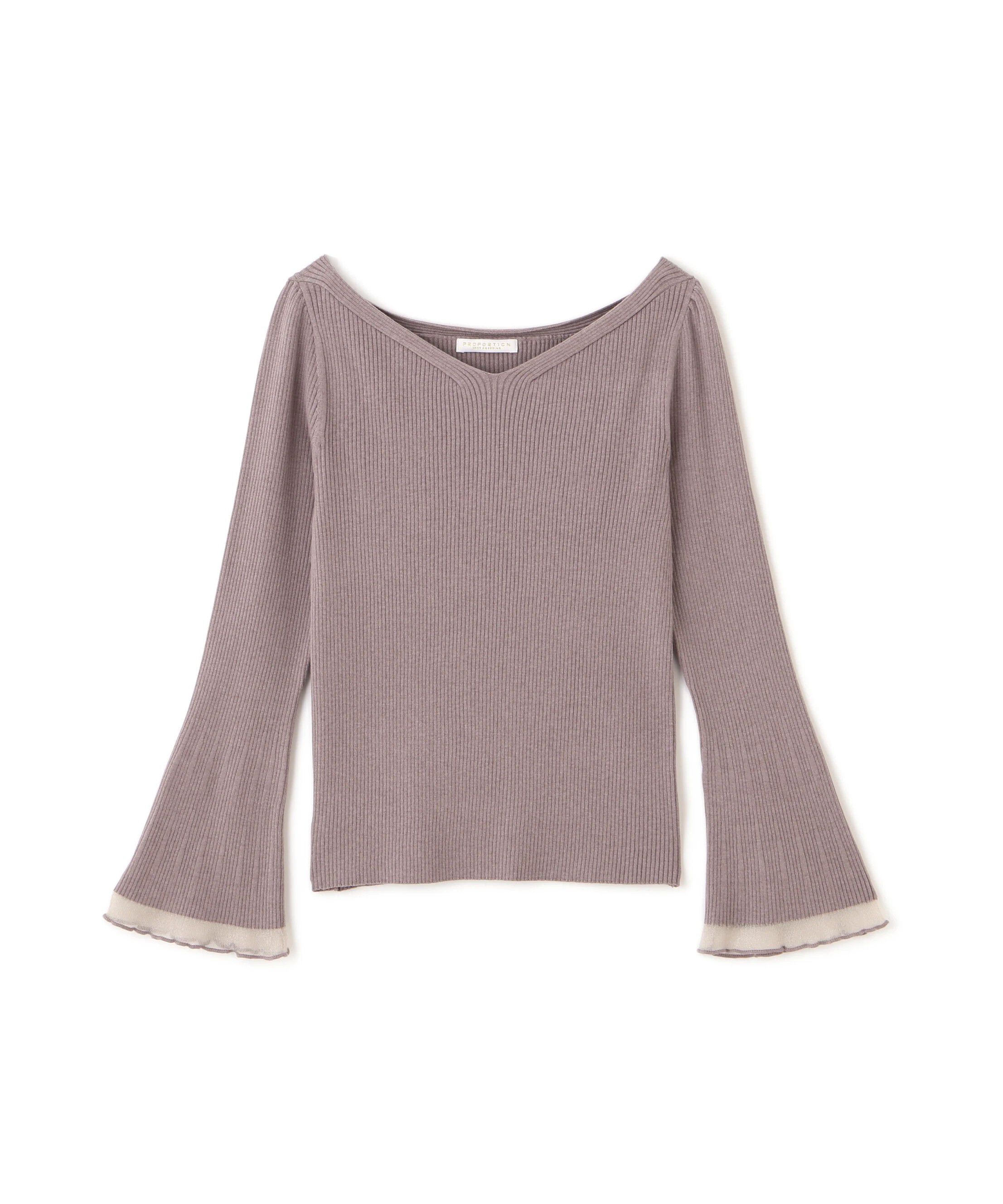 PROPORTION BODY DRESSING「＜ハンドウォッシャブル＞ハートネック部分シアースリーブニット 25AW」|ニット・セーター|