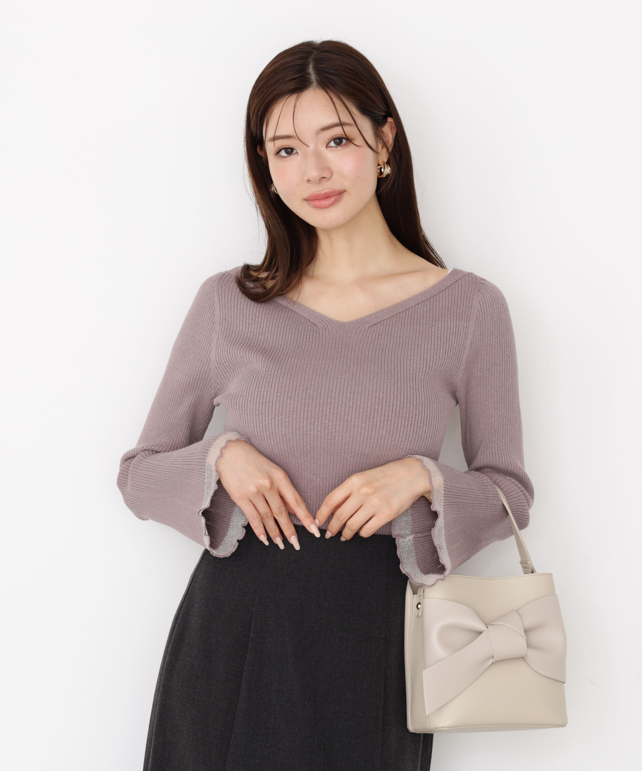 PROPORTION BODY DRESSING「＜ハンドウォッシャブル＞ハートネック部分シアースリーブニット 25AW」|ニット・セーター|