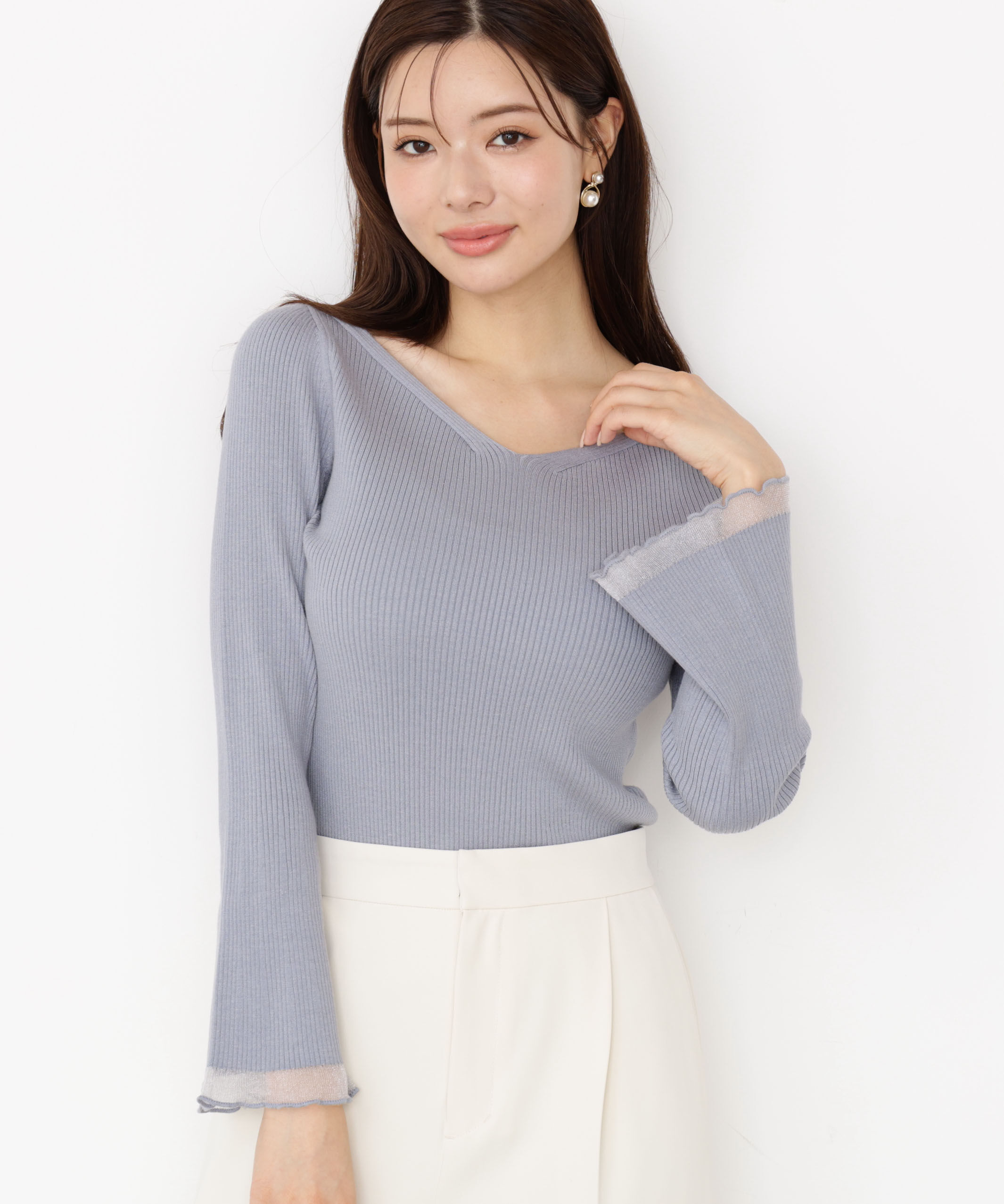 PROPORTION BODY DRESSING「＜ハンドウォッシャブル＞ハートネック部分シアースリーブニット 25AW」|ニット・セーター|