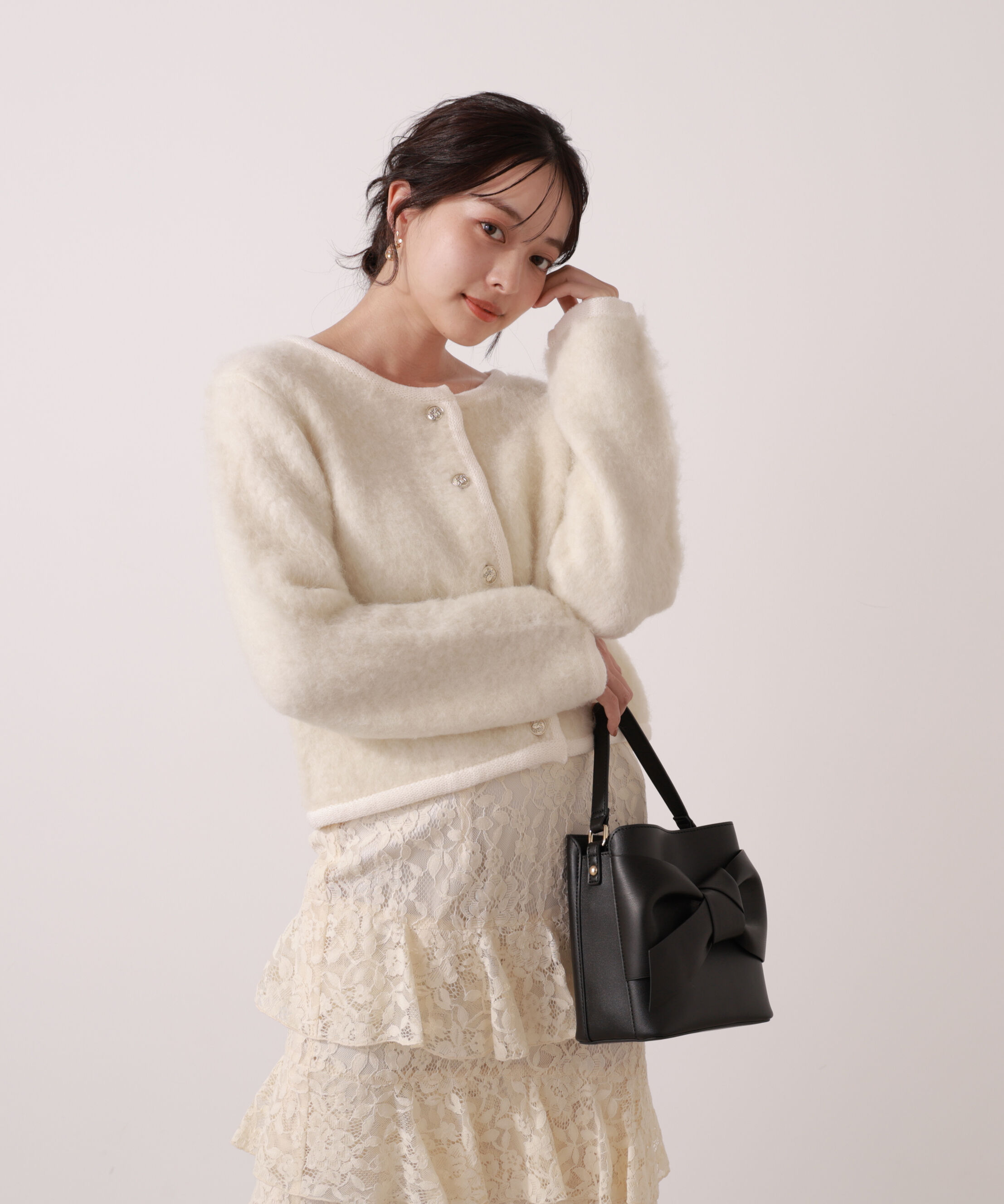 PROPORTION BODY DRESSING「シャギーニットジャケット」|カーディガン|アイボリー2