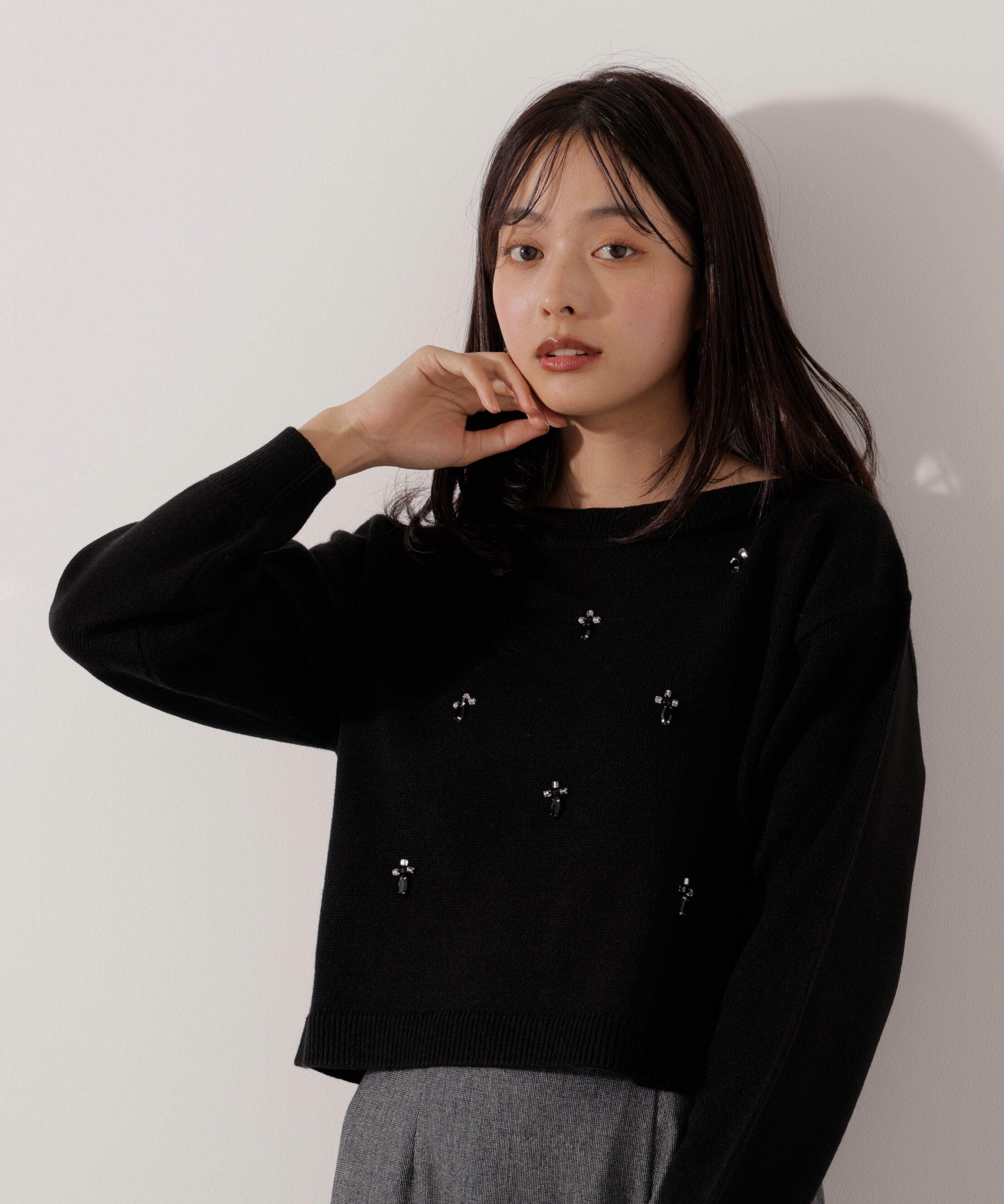 PROPORTION BODY DRESSING「ビジュー付きボックスニット」|ニット・セーター|