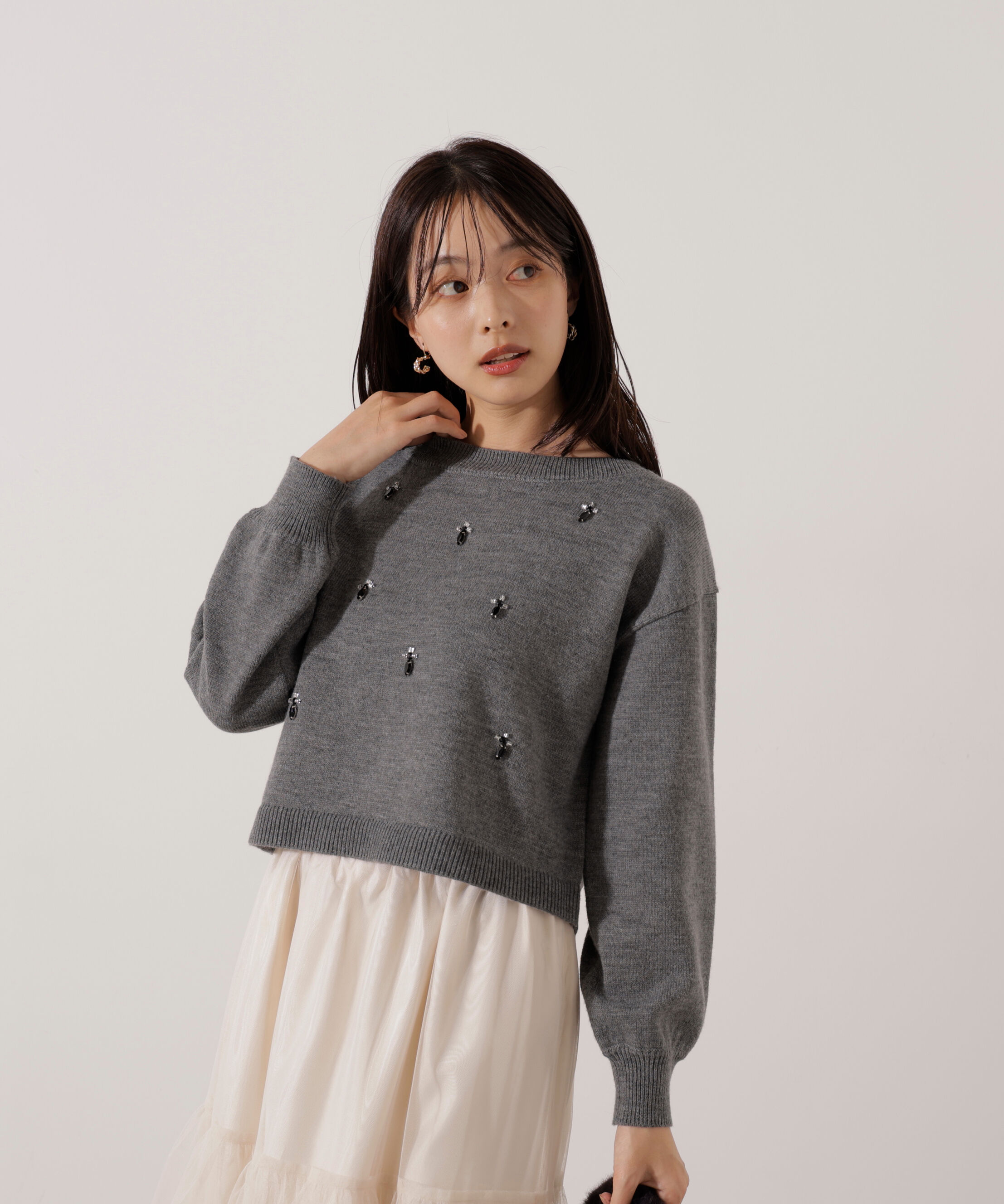 PROPORTION BODY DRESSING「ビジュー付きボックスニット」|ニット・セーター|