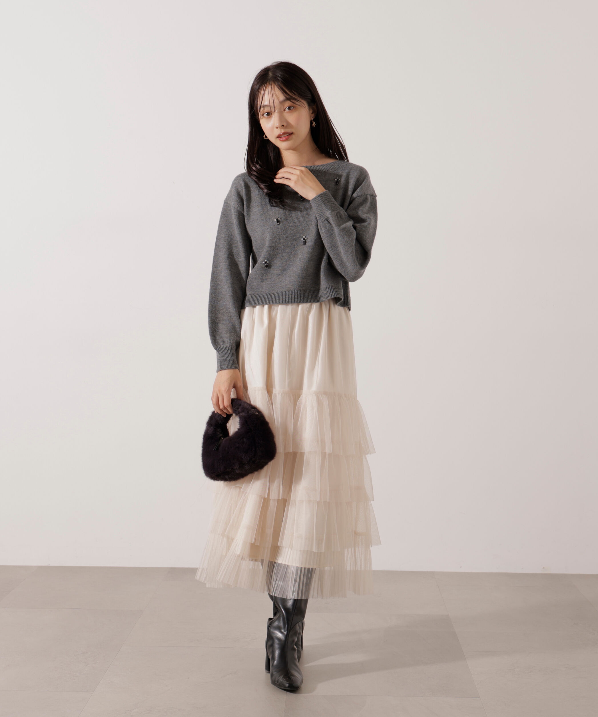 PROPORTION BODY DRESSING「ビジュー付きボックスニット」|ニット・セーター|