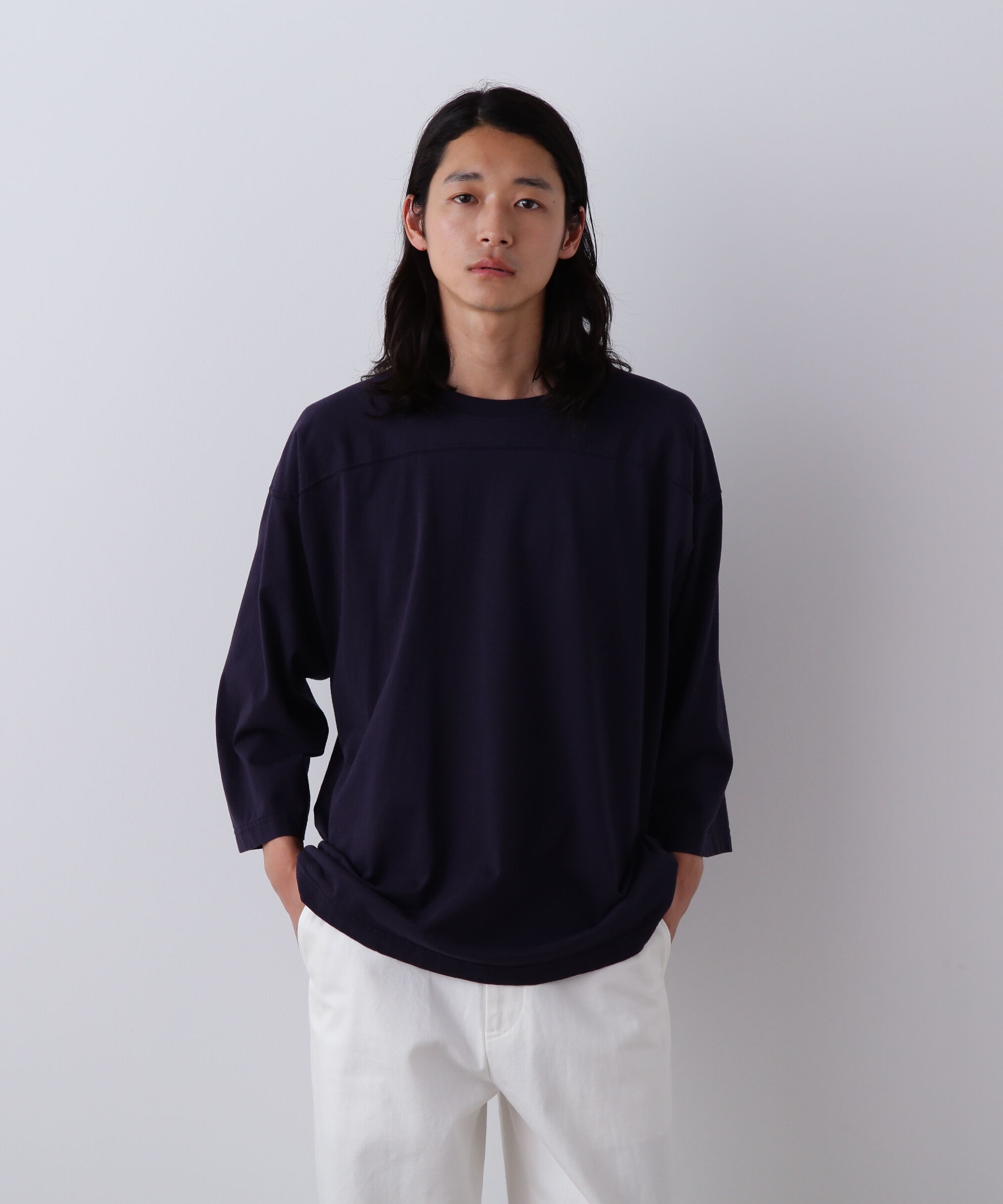 YLEVE 「Ｙ / ORGANIC COTTON JERSEY FOOTBALL T-SHIRT」|Tシャツ・カットソー|ネイビー