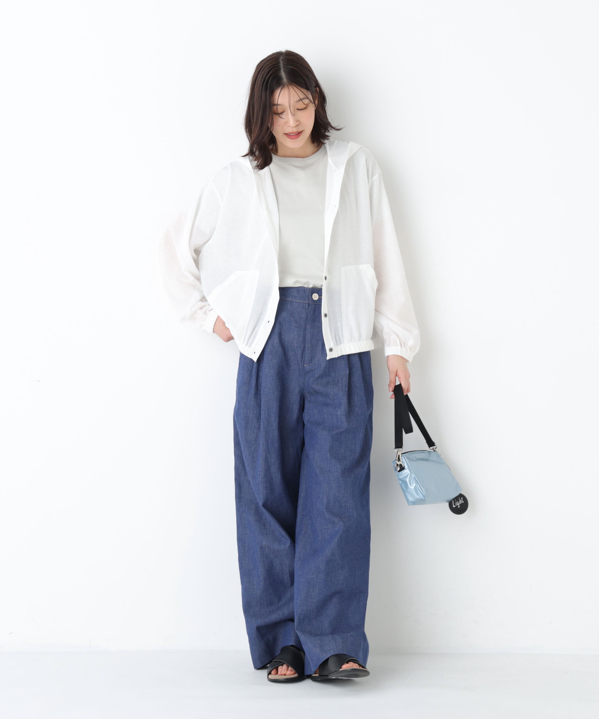  「◆綿麻ライトオンスデニムワイドパンツ」|その他|