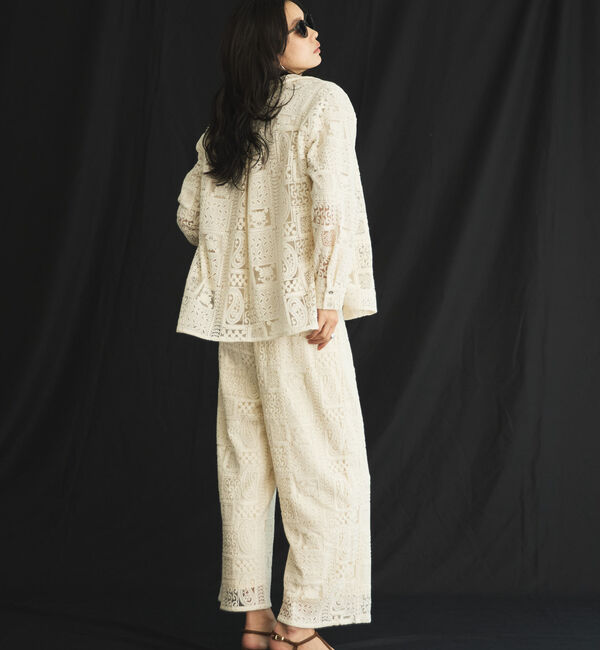 Doux archives「パッチワークレース開襟シャツ」|シャツ・ブラウス|