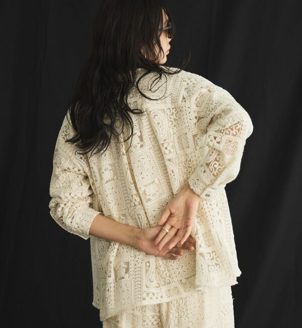 Doux archives「パッチワークレース開襟シャツ」|シャツ・ブラウス|