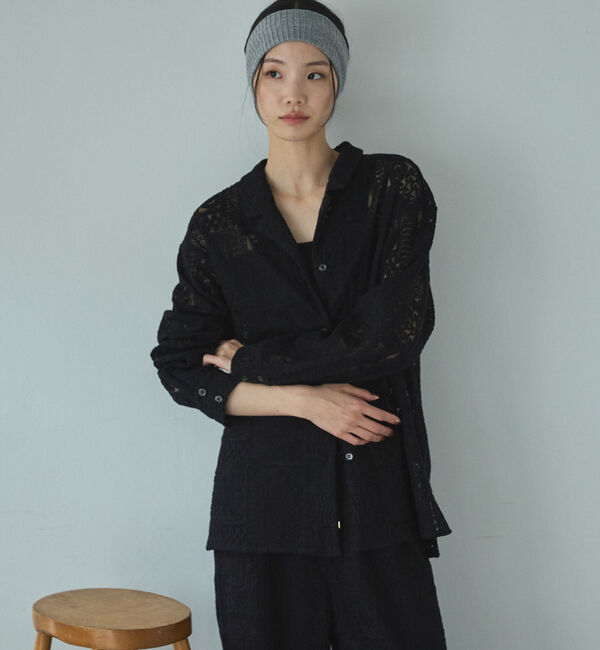 Doux archives「パッチワークレース開襟シャツ」|シャツ・ブラウス|