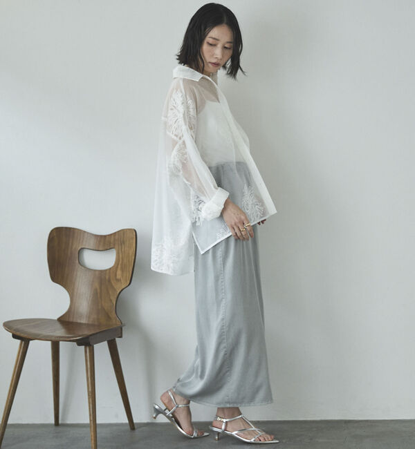 Doux archives「フラワー刺繍オーバーシャツ」|シャツ・ブラウス|