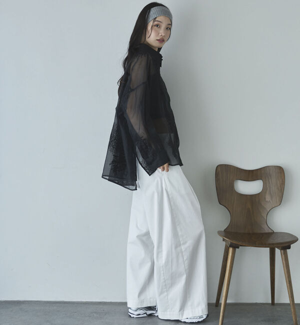 Doux archives「フラワー刺繍オーバーシャツ」|シャツ・ブラウス|