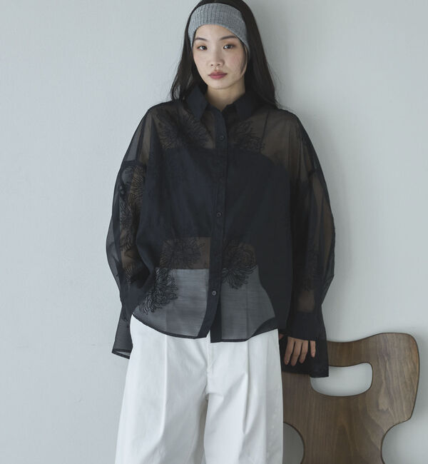 Doux archives「フラワー刺繍オーバーシャツ」|シャツ・ブラウス|