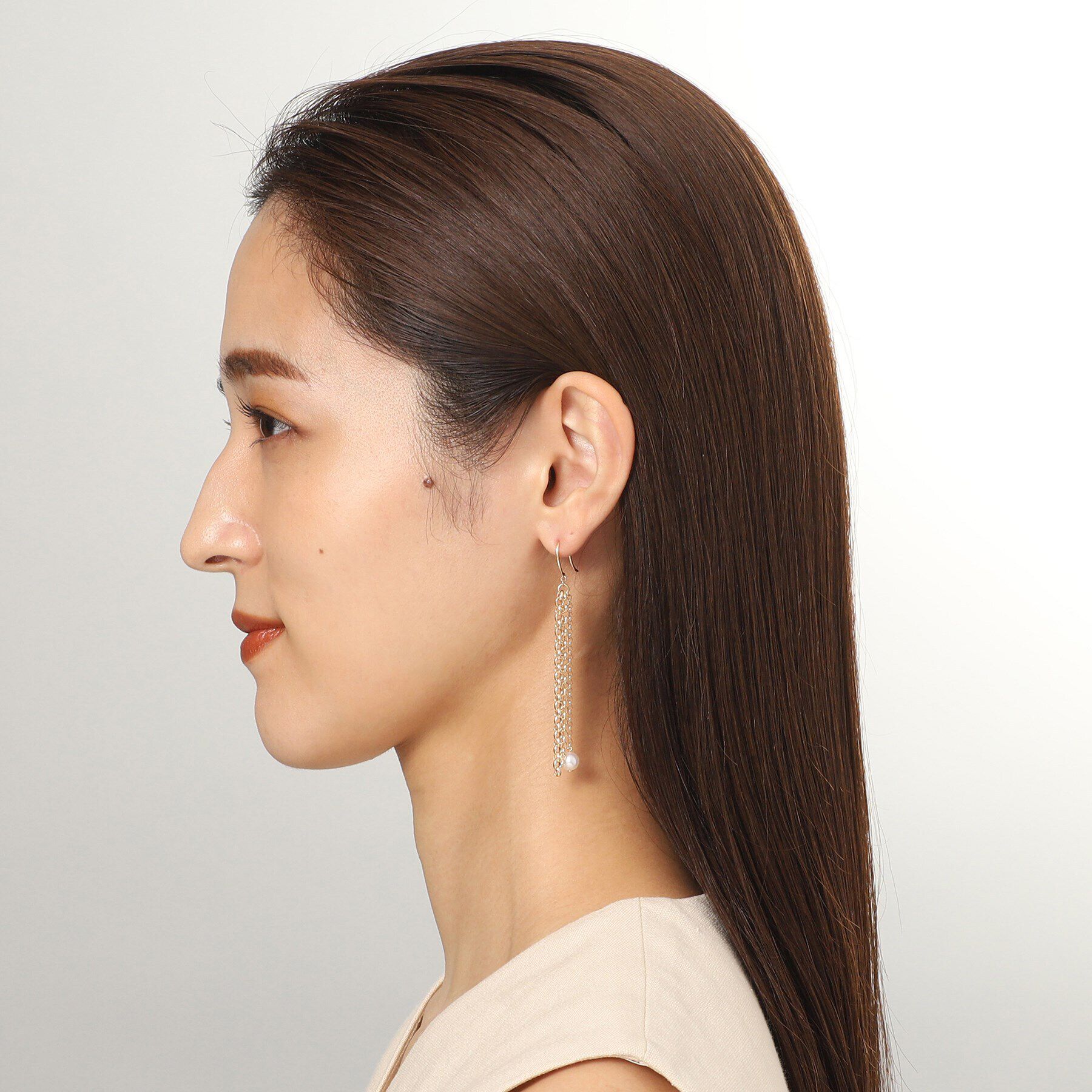 COCOSHNIK「K10パール MVミックスチェーン フックピアス」|ピアス|