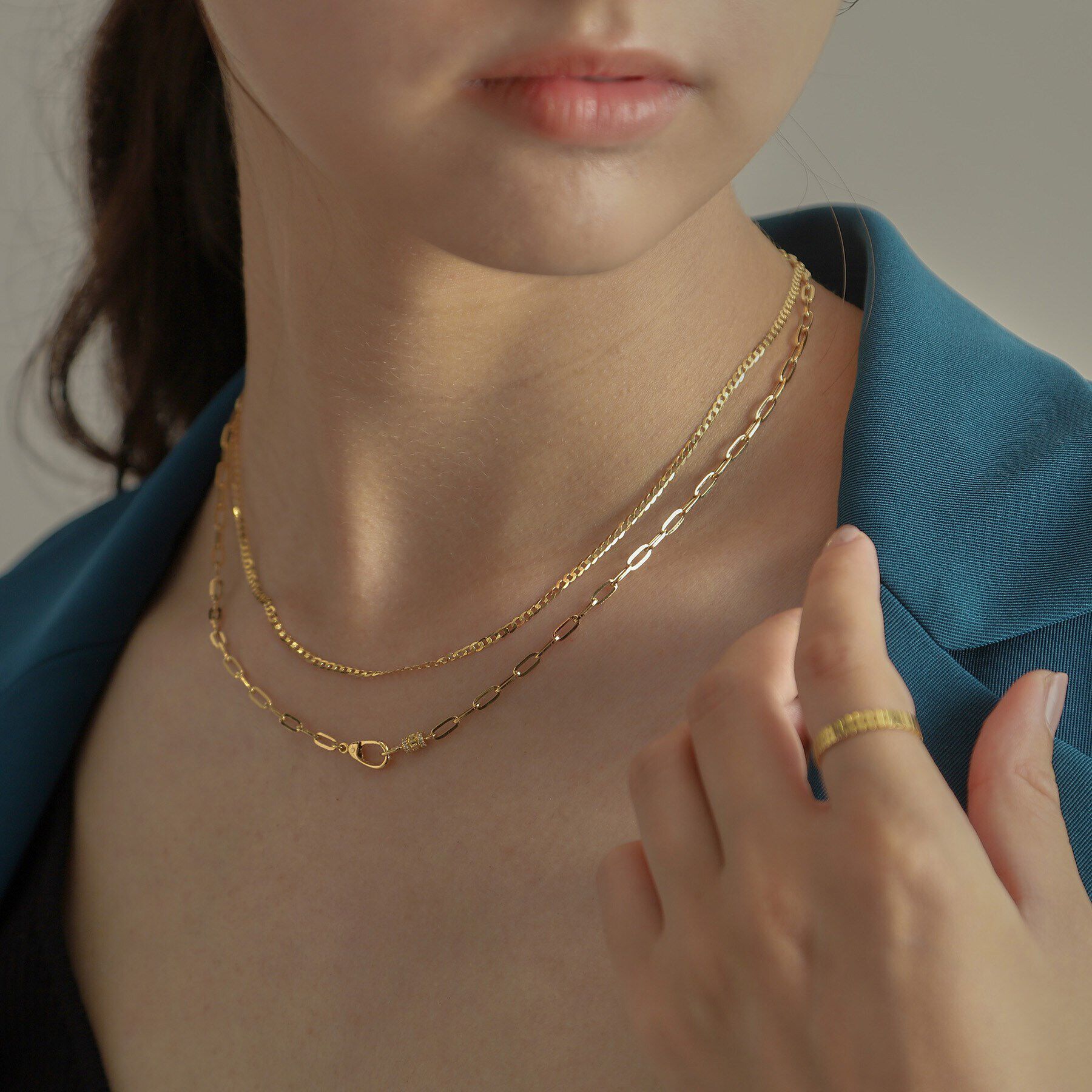 COCOSHNIK「K18ダイヤモンド 中空プリム縦溝クラスプ ネックレス」|ネックレス|