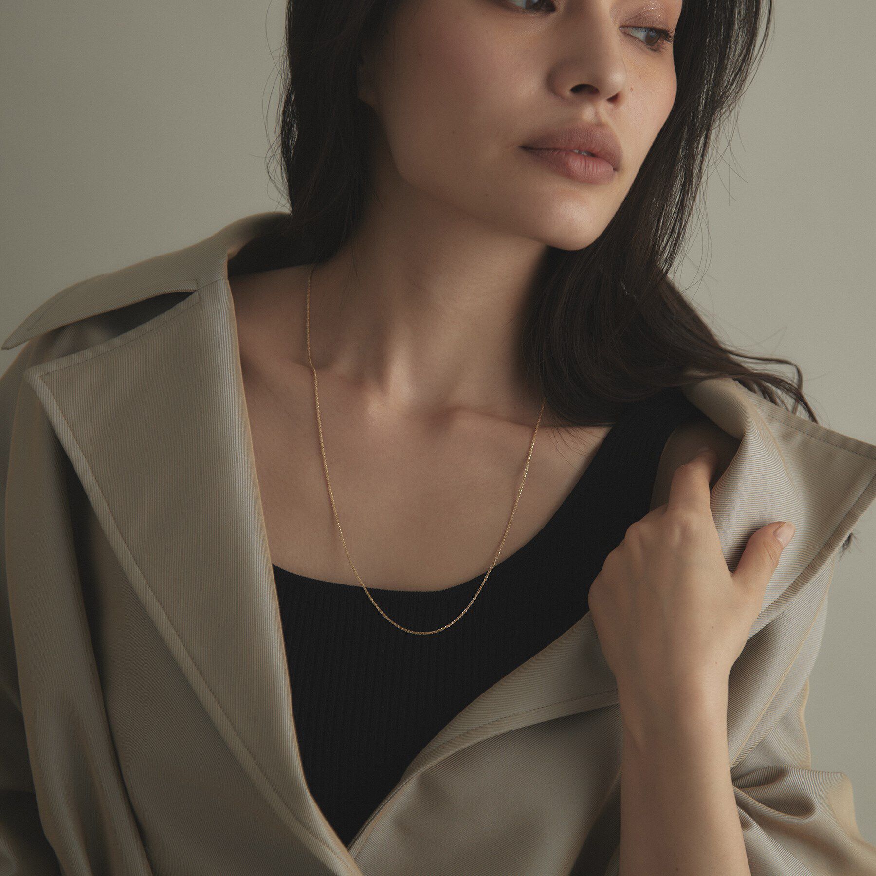 COCOSHNIK「K10クリスクロスチェーン ネックレス（60cm）」|ネックレス|