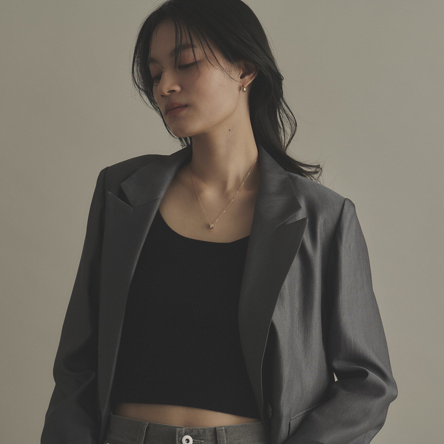 COCOSHNIK「K18ダイヤモンド ケーブルチェーンモチーフ ネックレス小」|ネックレス|