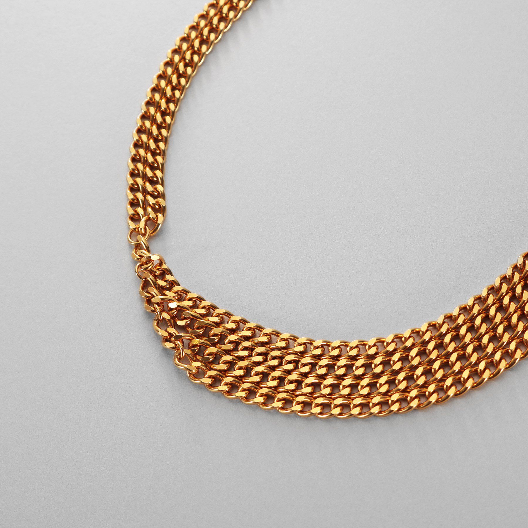 COCOSHNIK ONKITSCH「シルバー カーブチェーンアシンメトリードレープネックレス GP」|ネックレス|