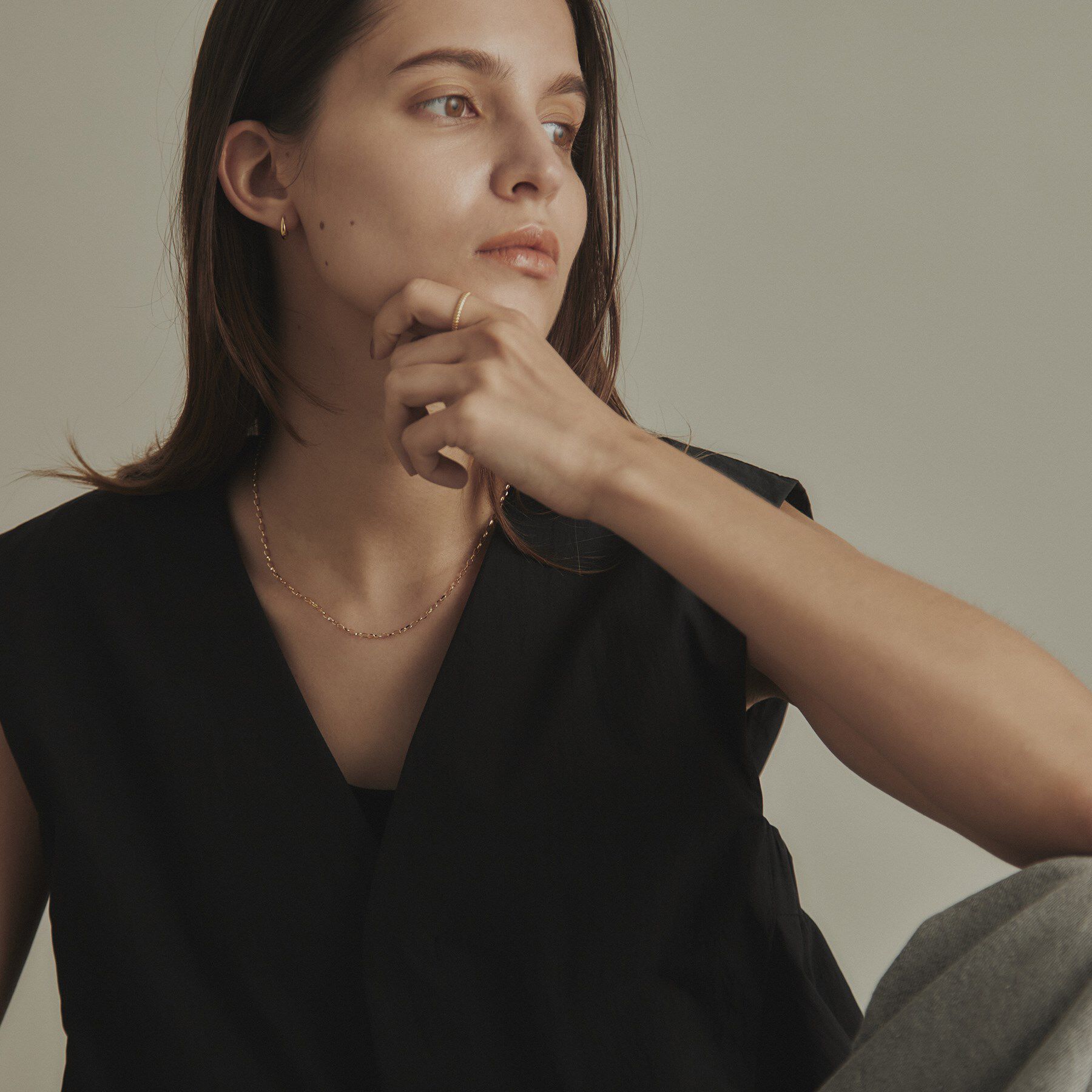 COCOSHNIK「K18甲丸カットケーブル ネックレス」|ネックレス|