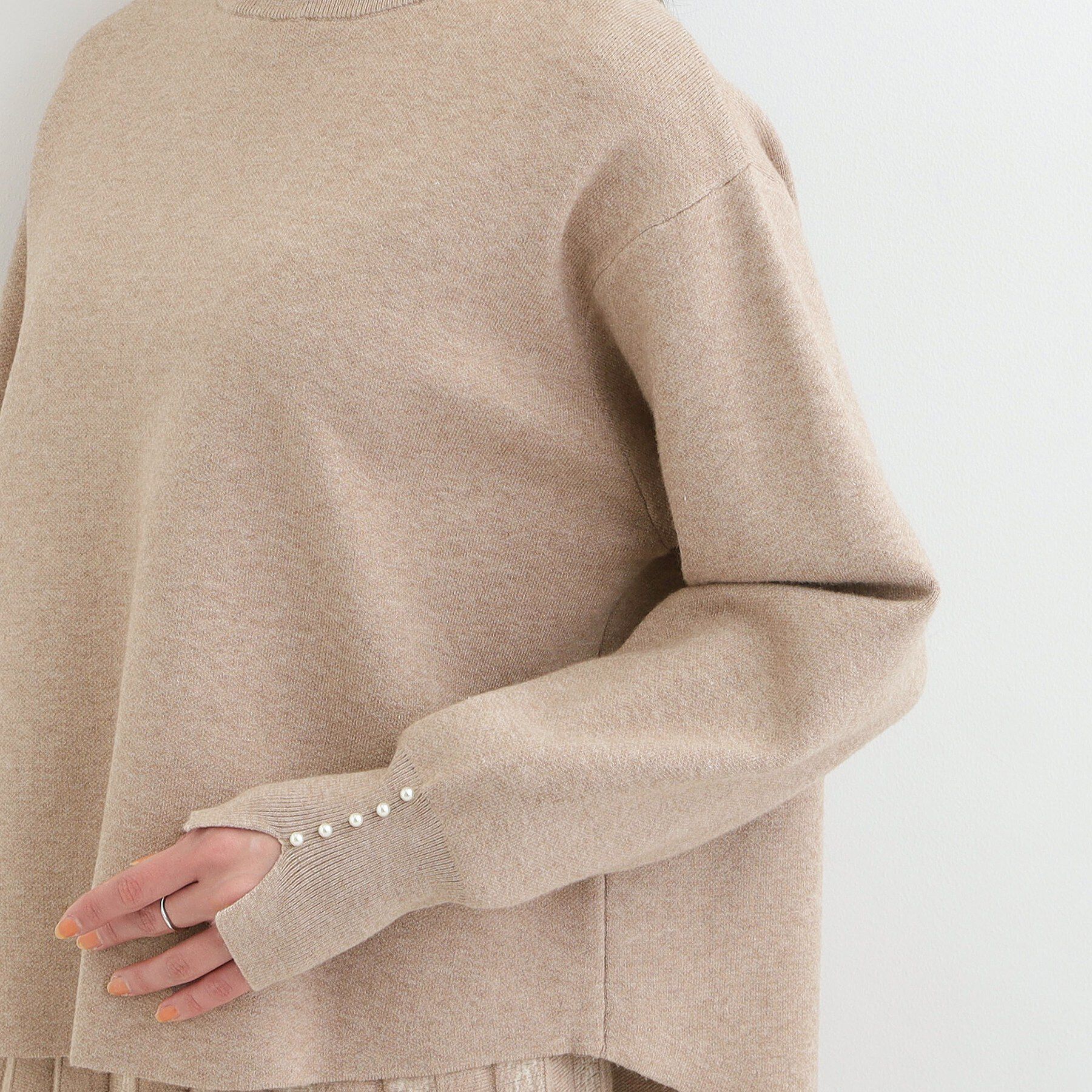 SHOO･LA･RUE「【洗濯機可/セットアップ可/S-LL】インせず着られる もちもち裾ラウンドニット」|ニット・セーター|