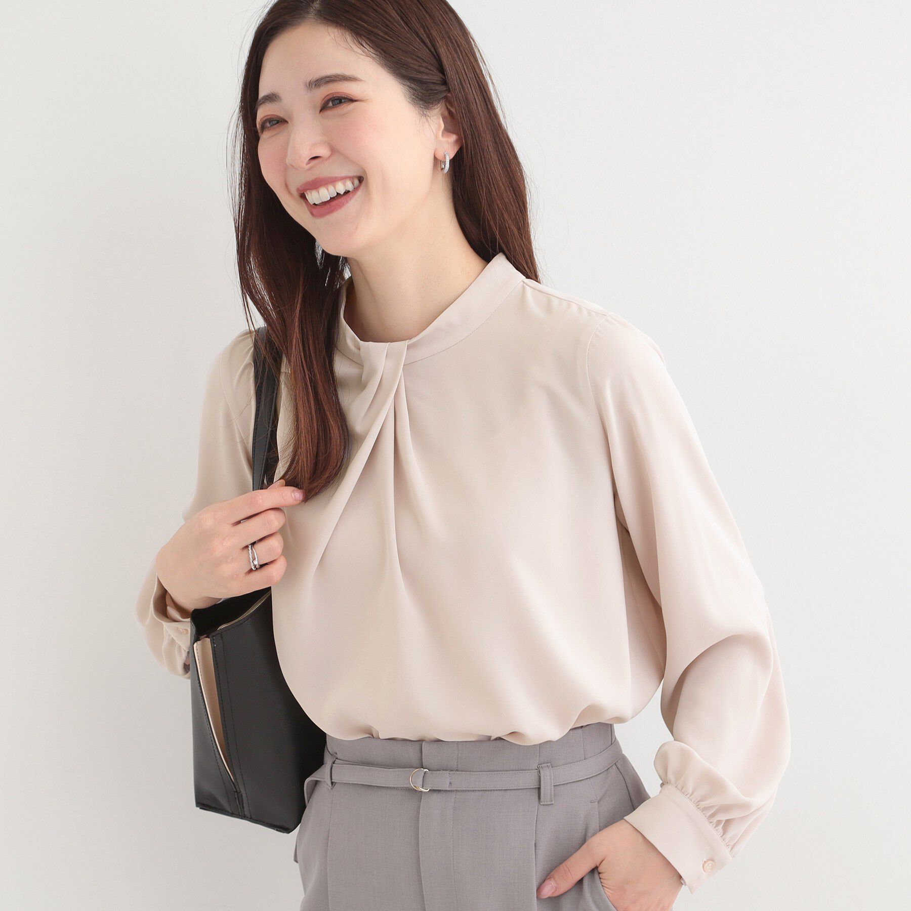 SHOO･LA･RUE「【洗濯機可/吸水速乾】多機能 ボウタイ風デザインブラウス」|シャツ・ブラウス|ライトピンク(070