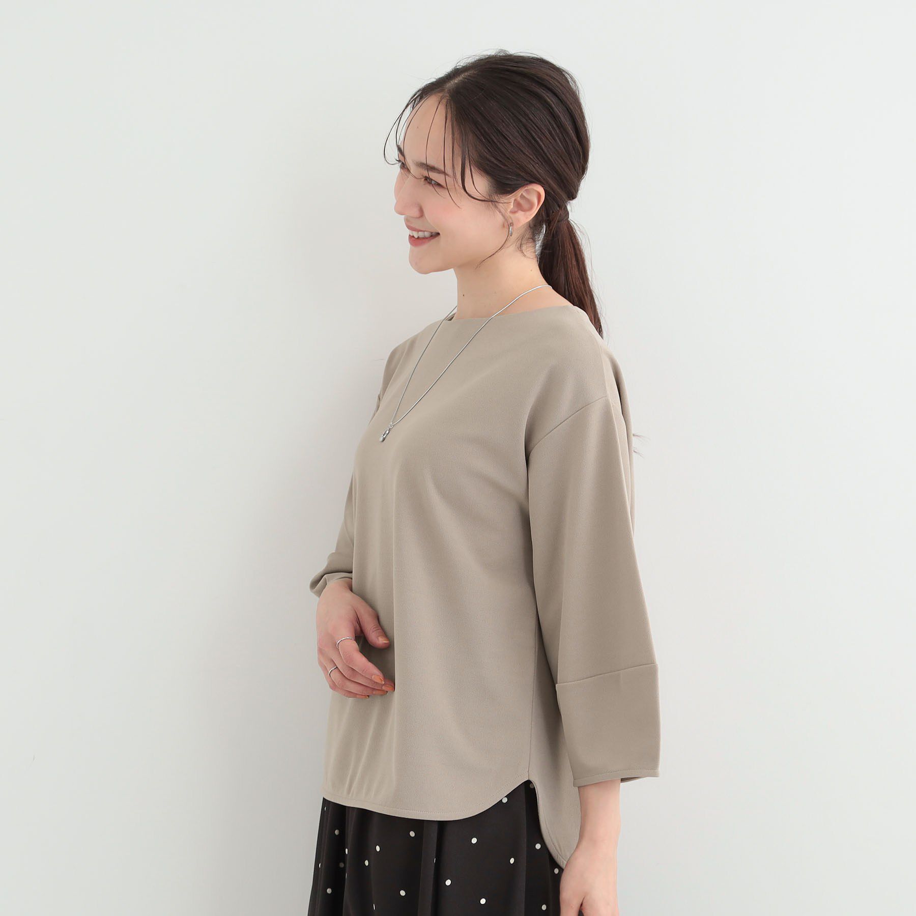 SHOO･LA･RUE「【2点セット/7分袖/S-LL】ランタンスリーブで女性らしい ネックレス付きブラウス」|シャツ・ブラウス|