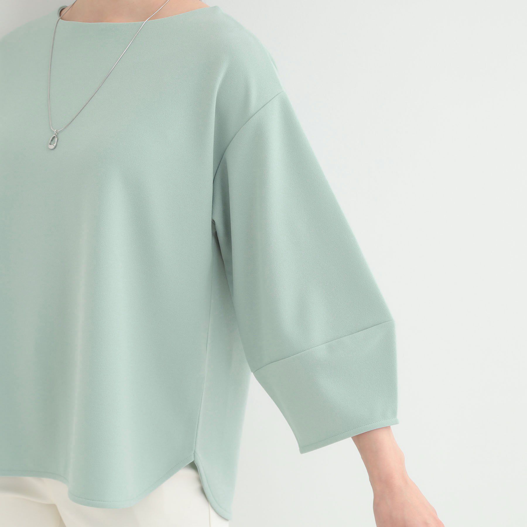 SHOO･LA･RUE「【2点セット/7分袖/S-LL】ランタンスリーブで女性らしい ネックレス付きブラウス」|シャツ・ブラウス|