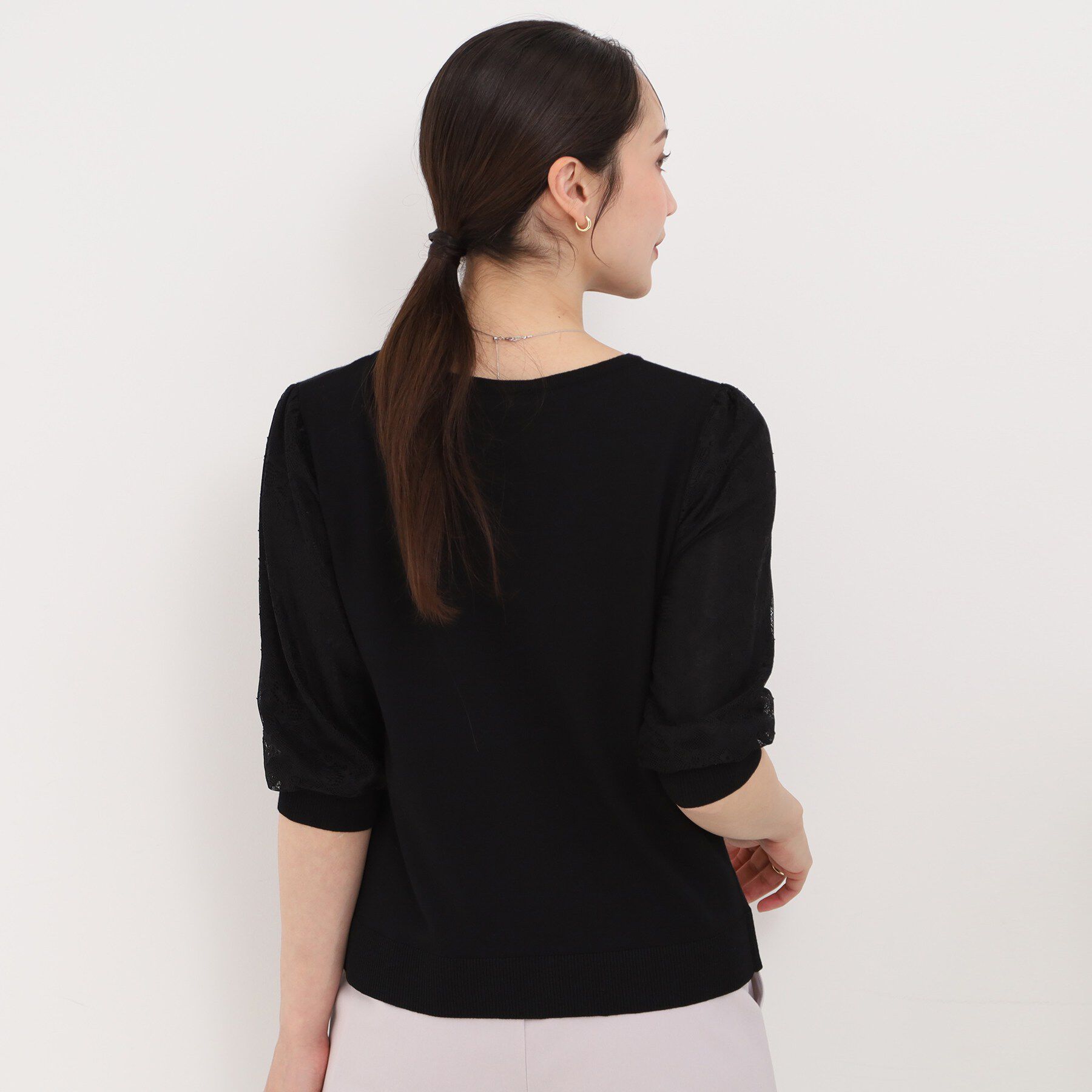 SHOO･LA･RUE「華やかレース5分袖ニット」|ニット・セーター|