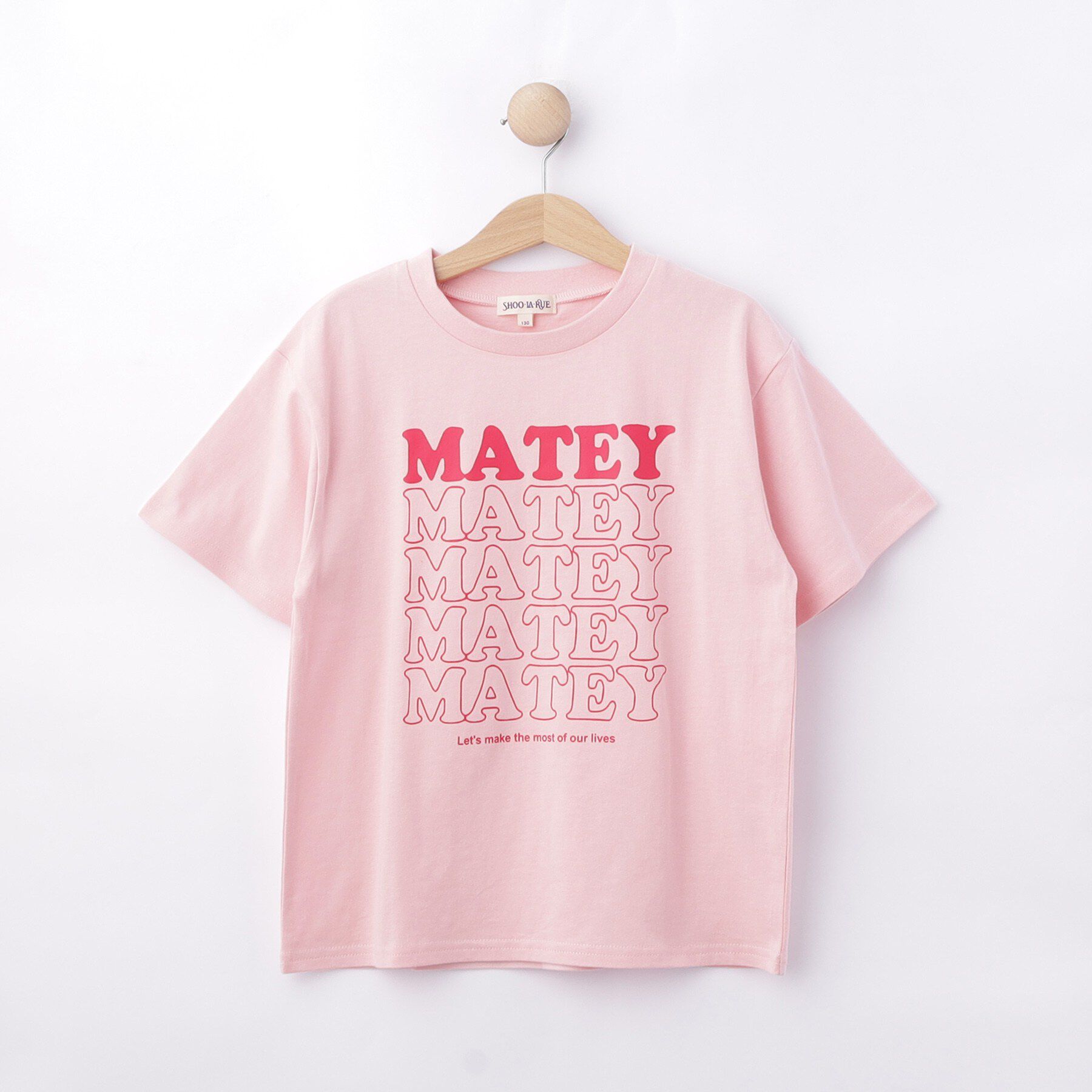 SHOO･LA･RUE「【100-150cm】プリントロゴTシャツ」|Tシャツ・カットソー|ライトピンク(070