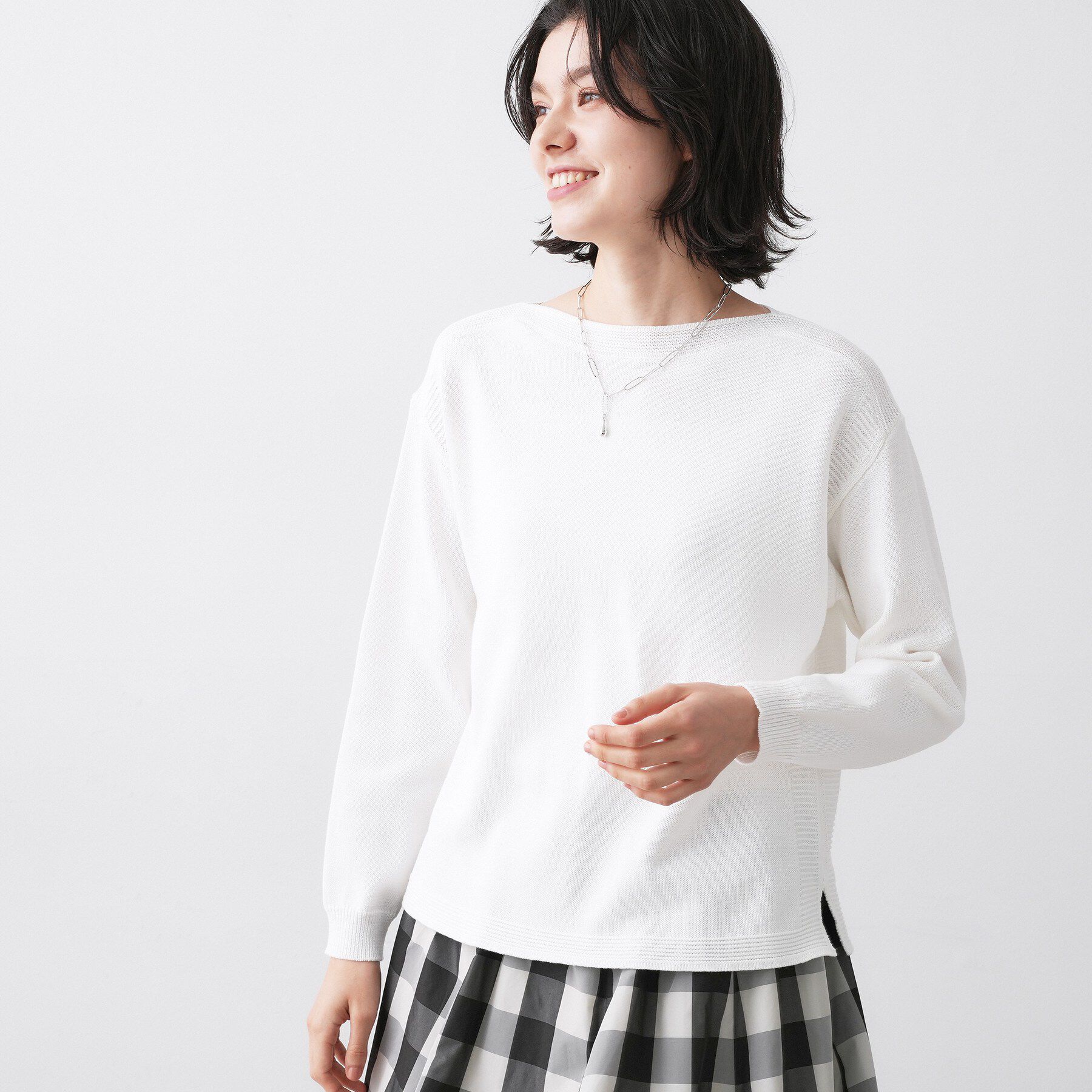 Dessin「【洗える】ミドルゲージボートネックカラーニット」|ニット・セーター|