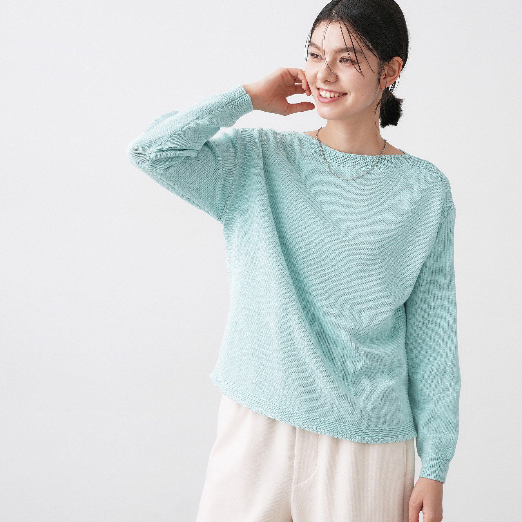 Dessin「【洗える】ミドルゲージボートネックカラーニット」|ニット・セーター|