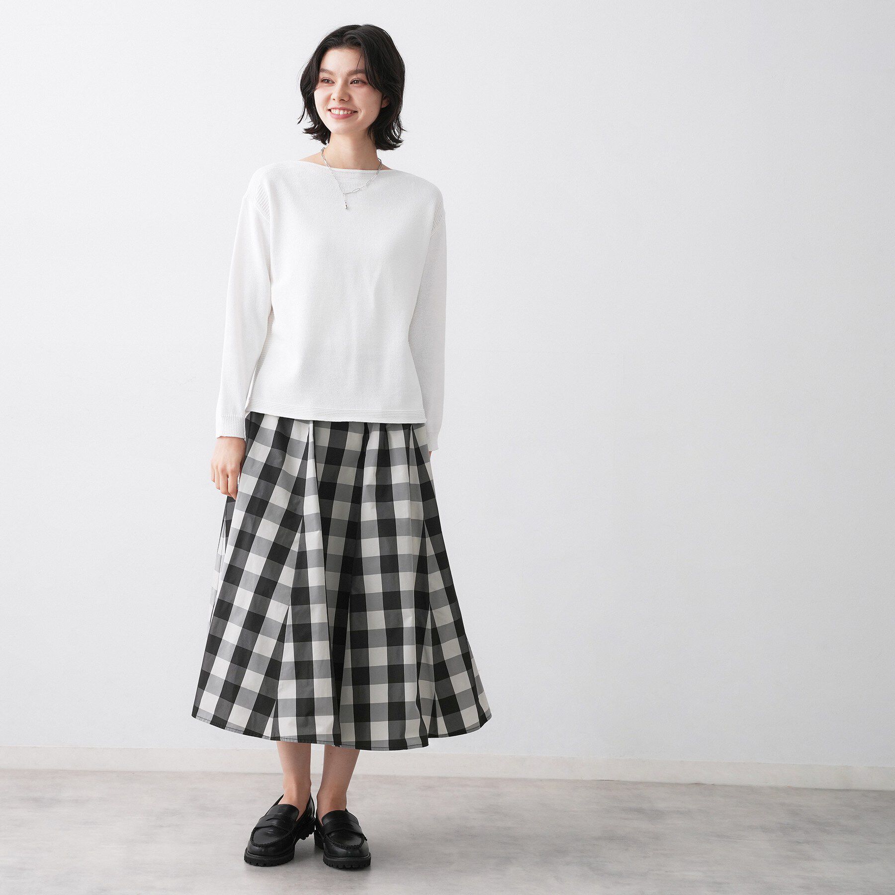 Dessin「【洗える】ミドルゲージボートネックカラーニット」|ニット・セーター|