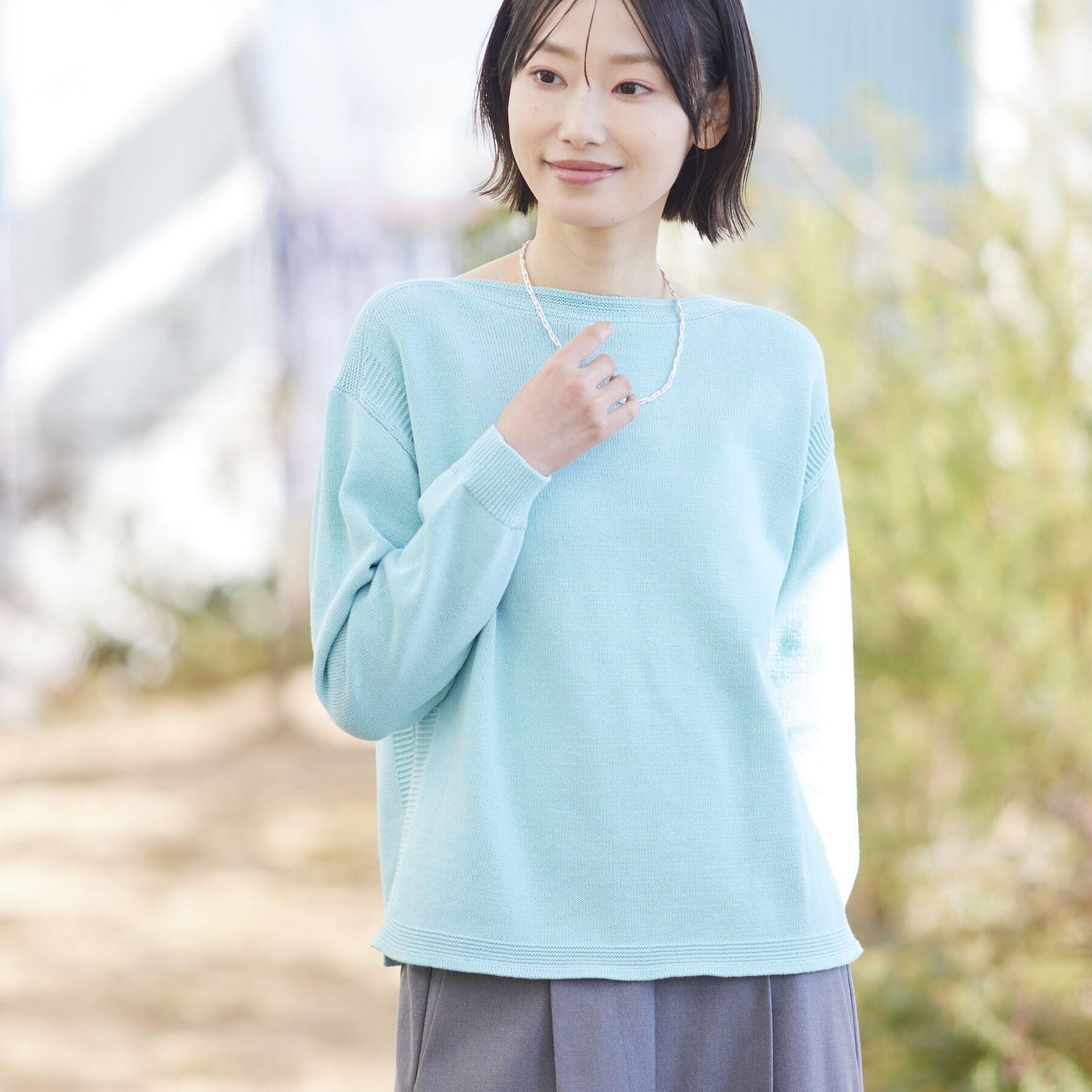 Dessin「【洗える】ミドルゲージボートネックカラーニット」|ニット・セーター|