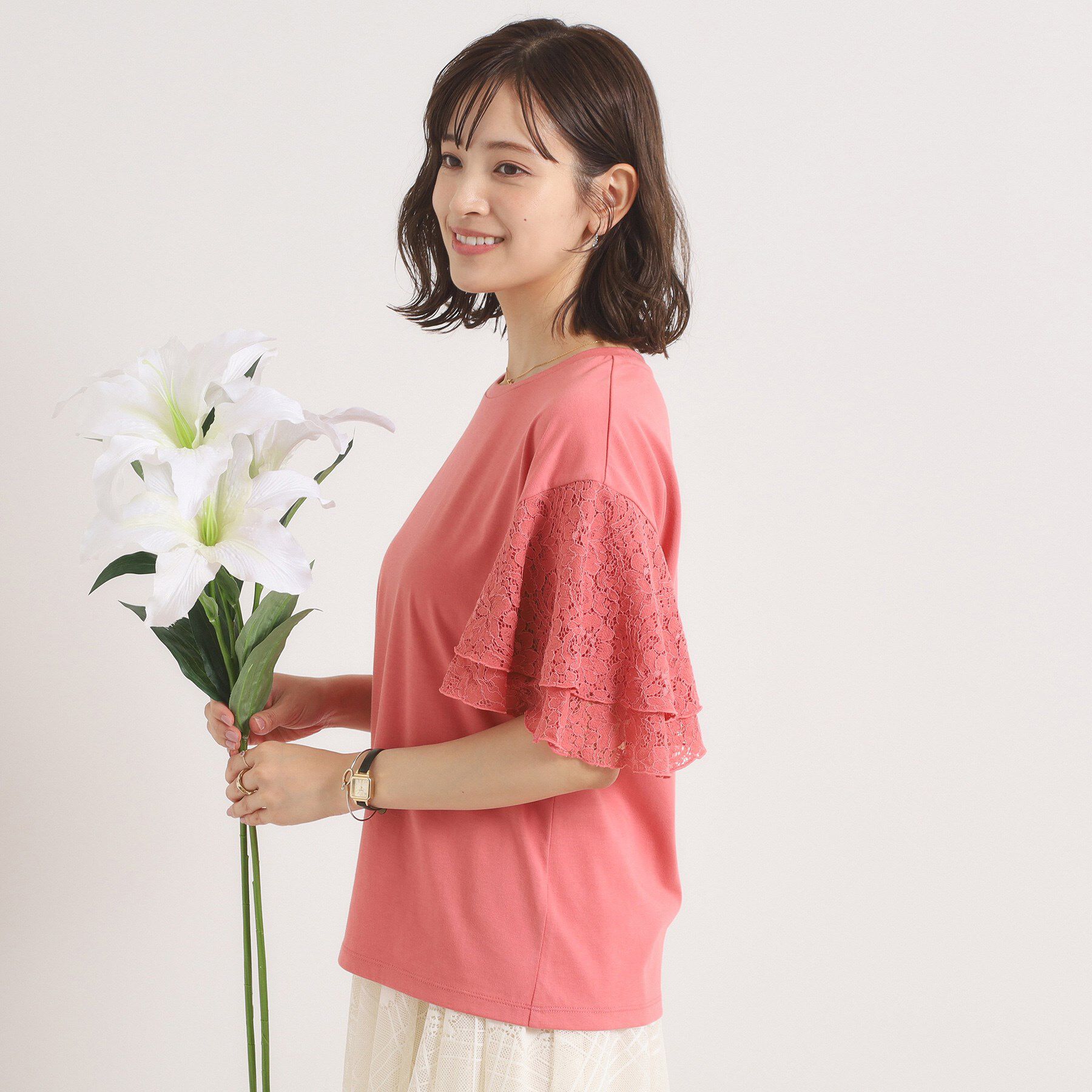 ITS&rsquo;DEMO「【手洗い可】袖フレアレースプルオーバー」|Tシャツ・カットソー|