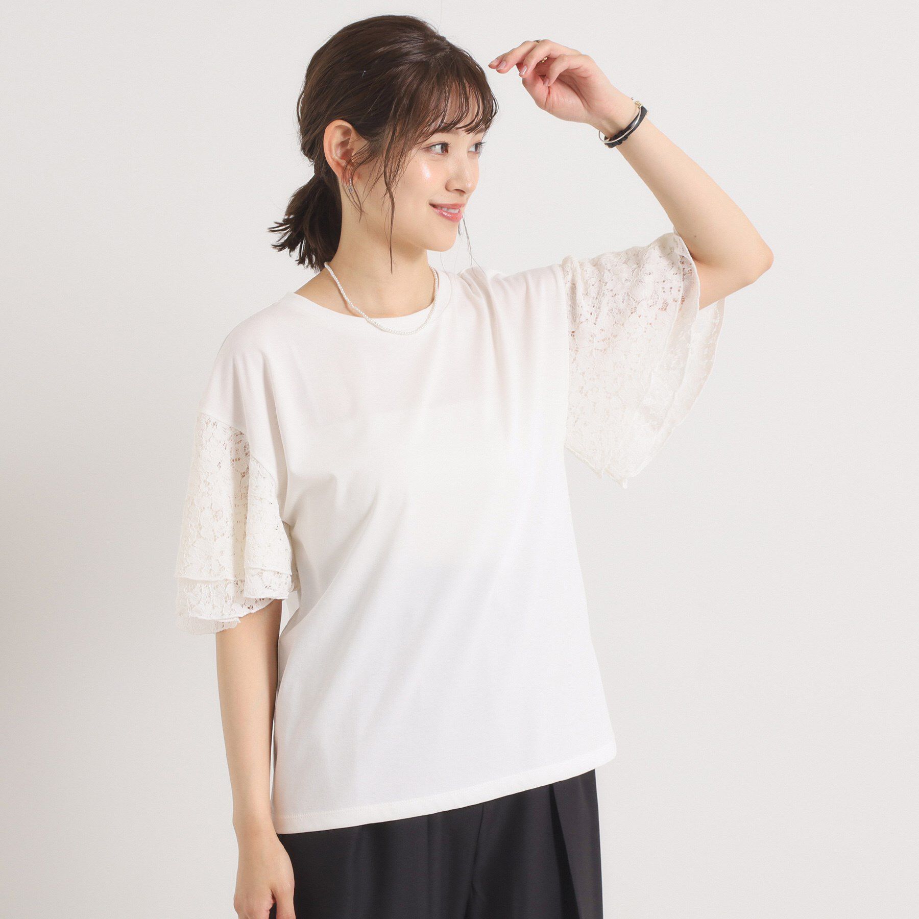 ITS&rsquo;DEMO「【手洗い可】袖フレアレースプルオーバー」|Tシャツ・カットソー|